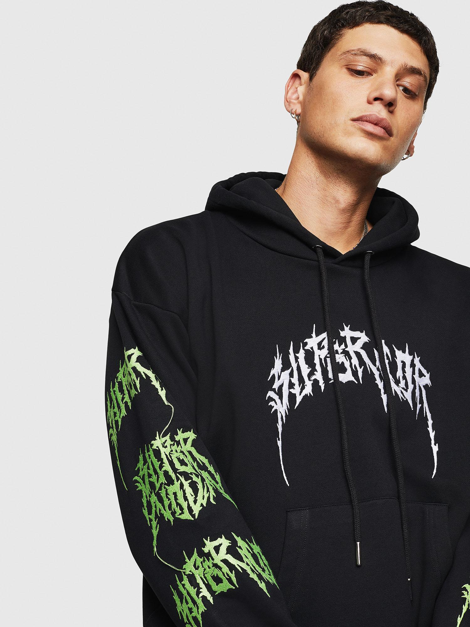 DIESEL Cotton S-alby-bx3 Embroidered Hoodie With "fierce" Print in