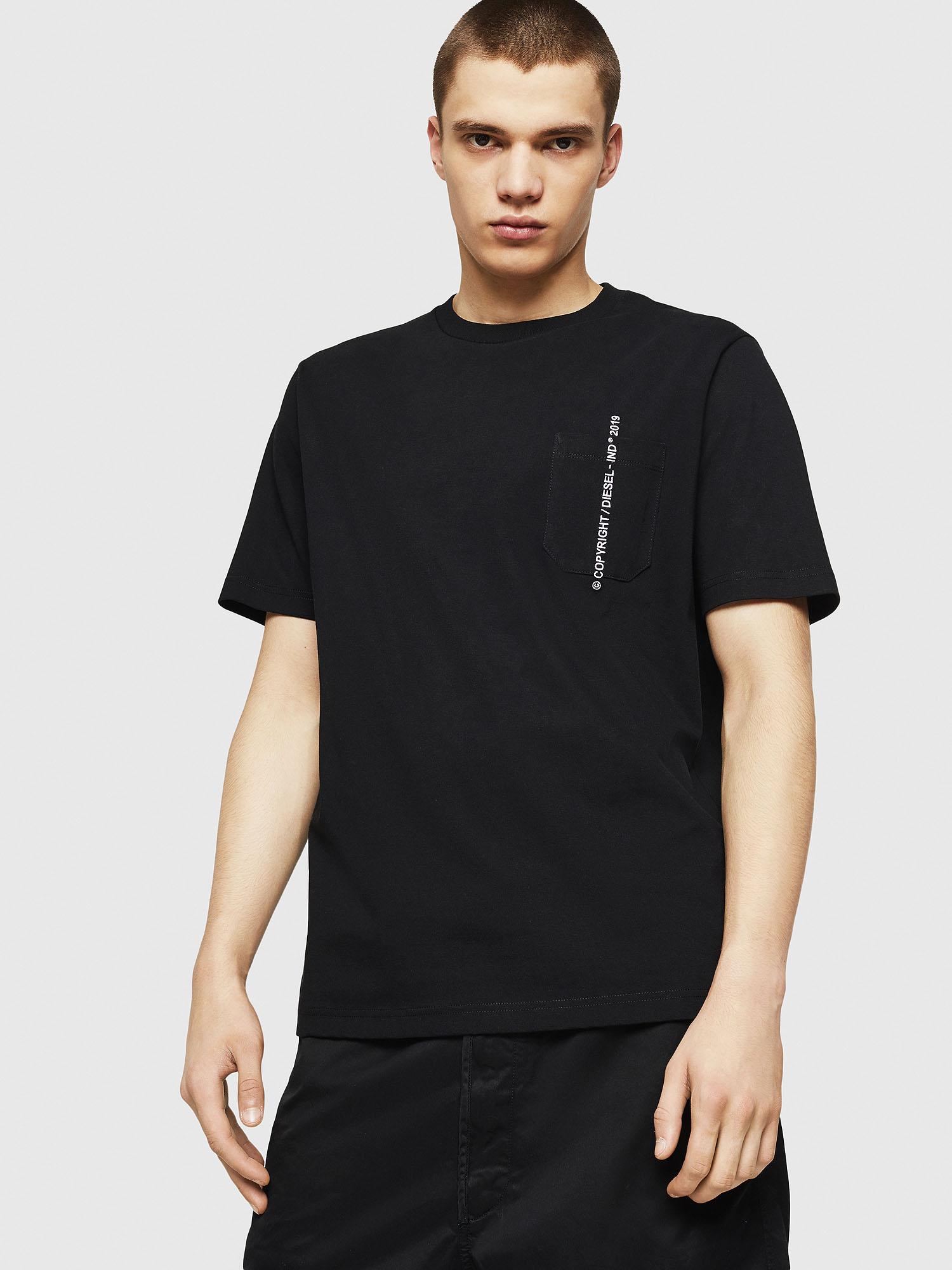 DIESEL Cotton Regular T-shirt With Embroidered Logo in Black for Men - Lyst