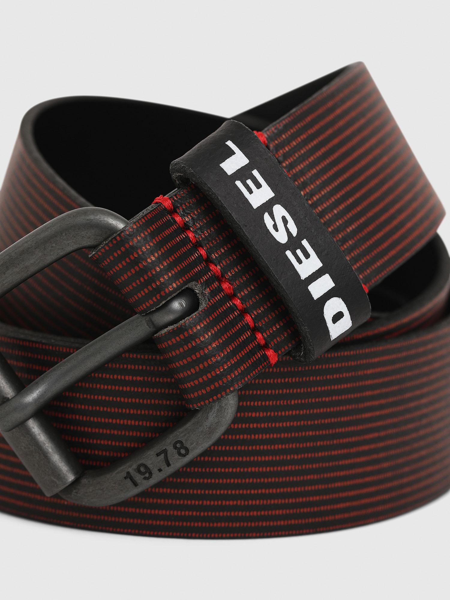 DIESEL B-cava Leather Belt With Ridged Texture in Black for Men - Lyst