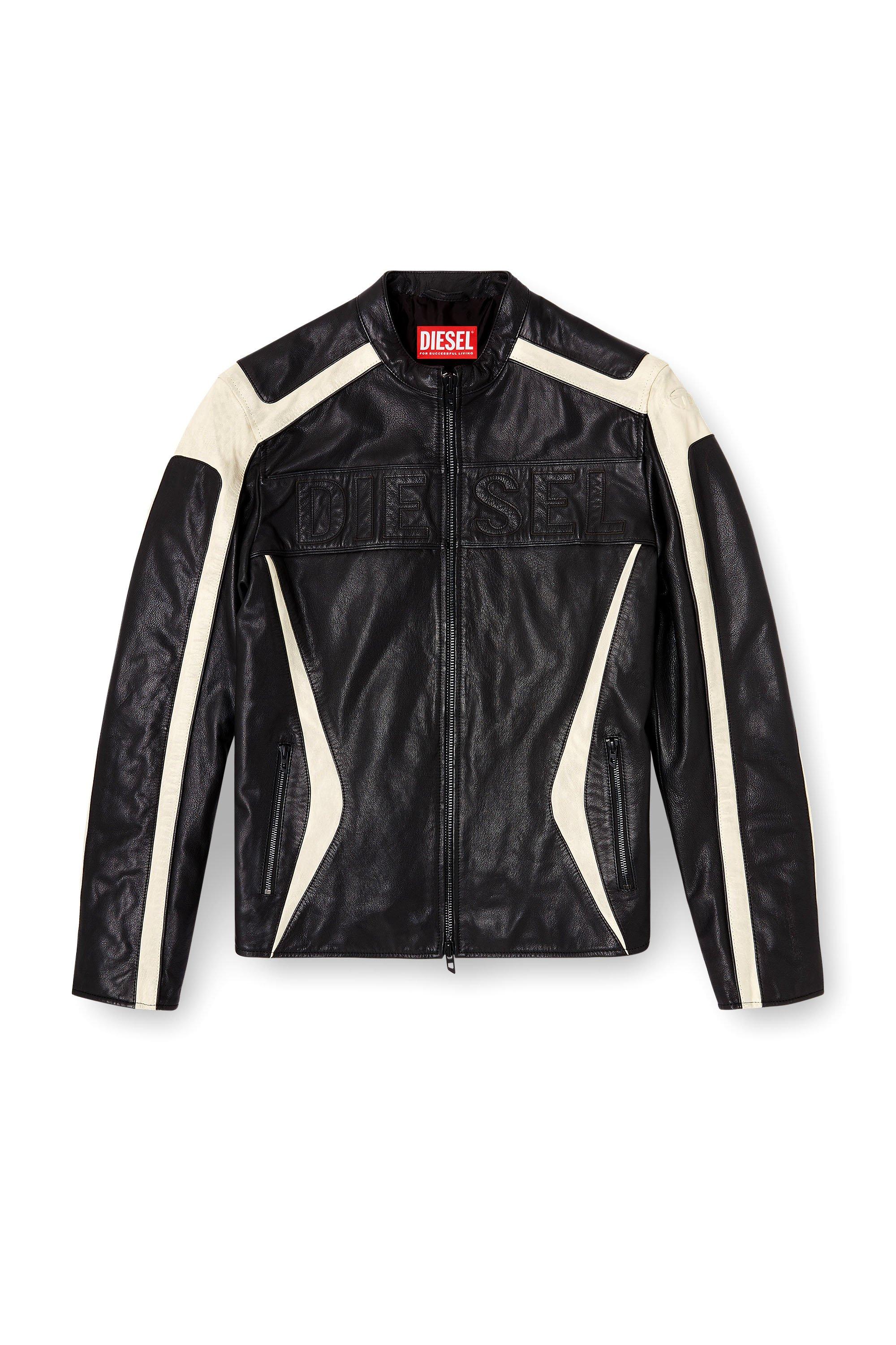 DIESEL レザージャケット ブラック/ホワイト メンズ DIESEL レザージャケット | オンラインセールは最大60%オフ | Lyst
