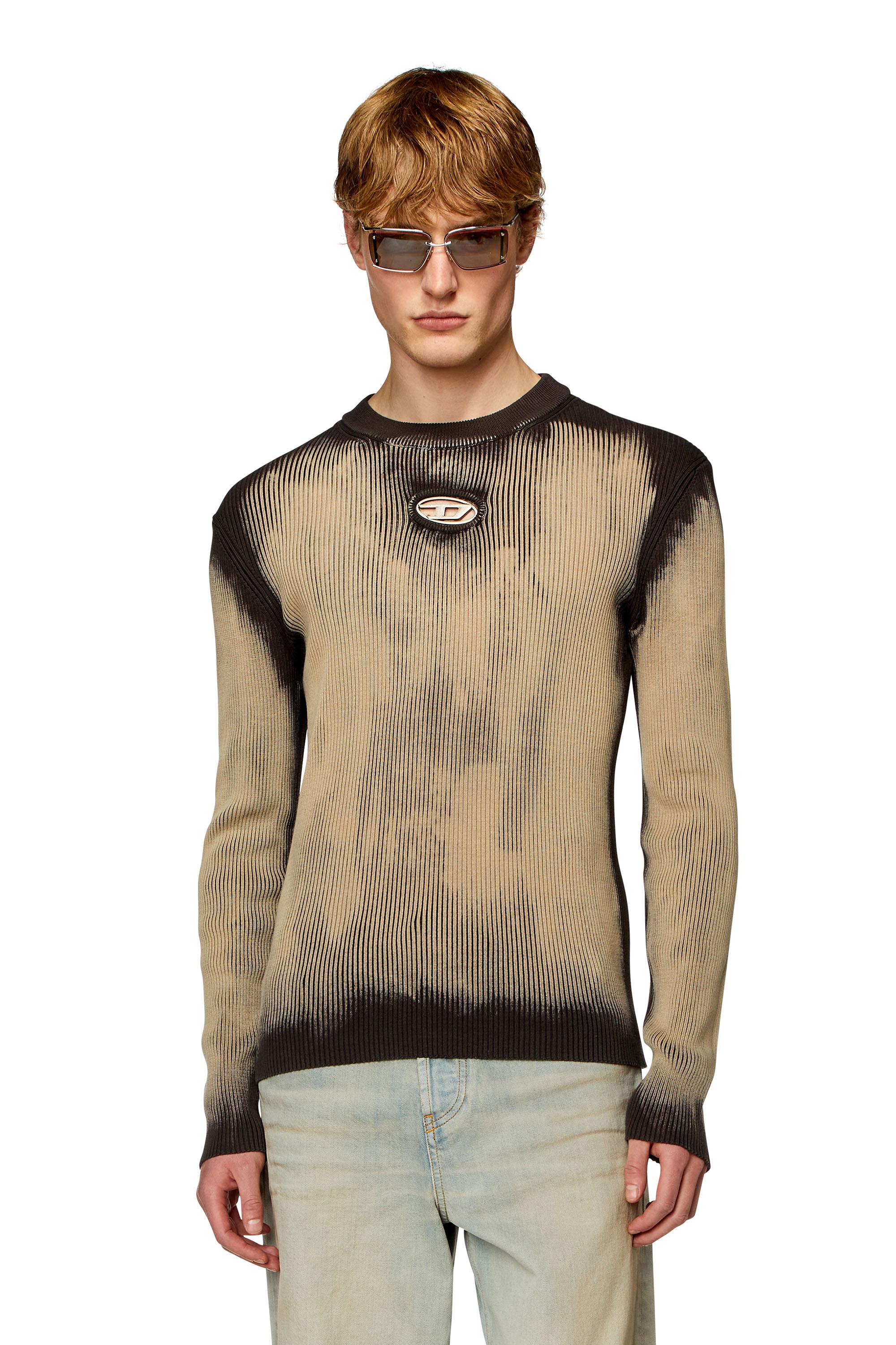 DIESEL Treated Jumper With Metal Logo Insert in Natural for Men 