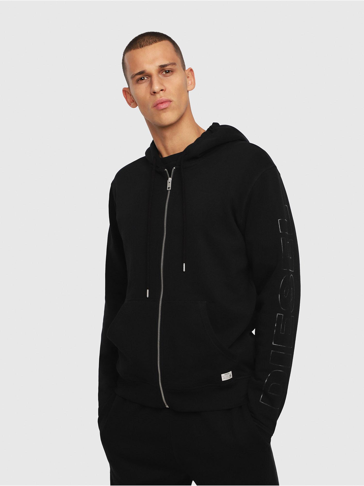 DIESEL Cotton Hooded Loungewear Sweater With Logo in Black for Men - Lyst