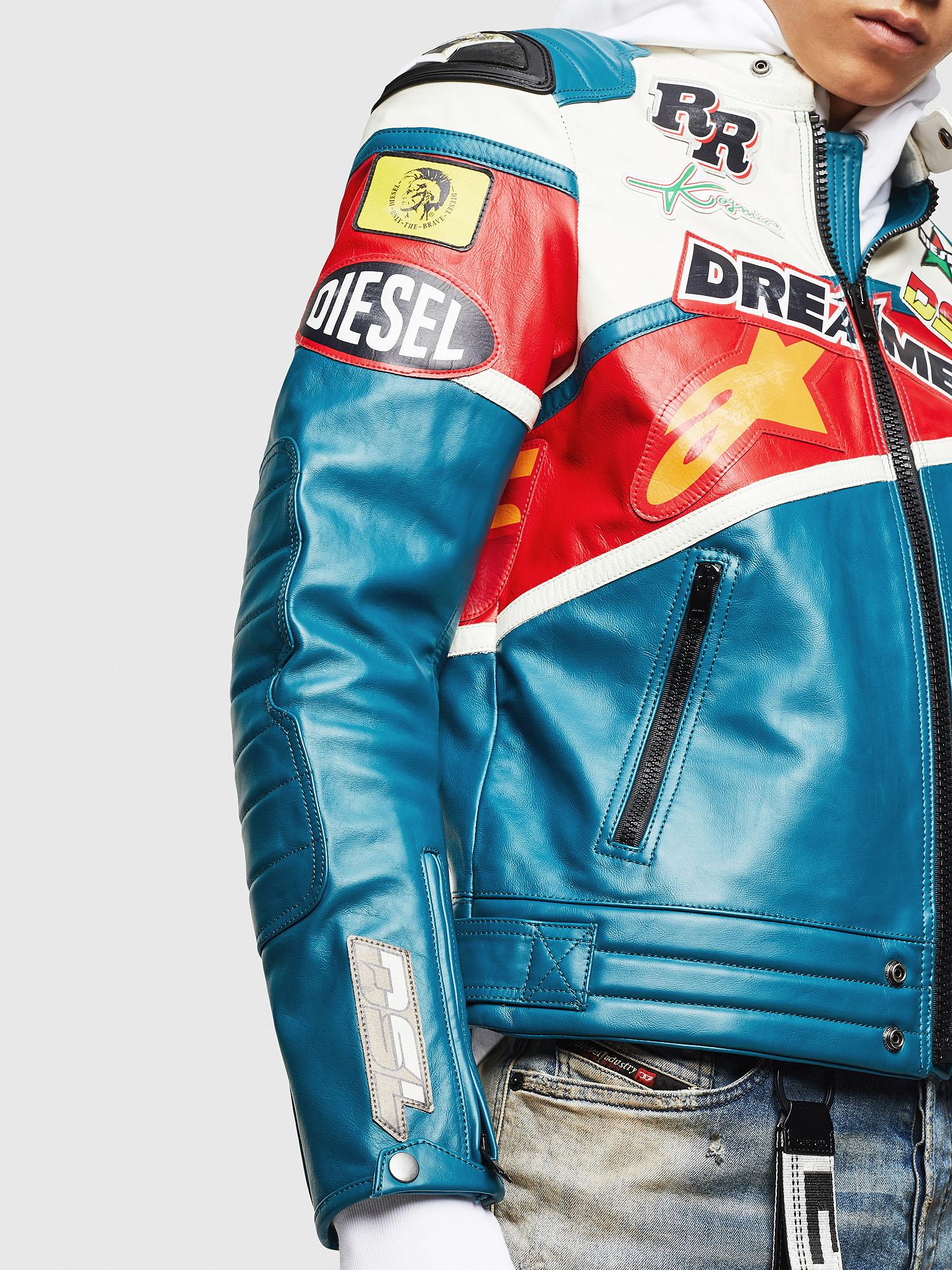 DIESEL Leather Astars-lpatch-1b Vintage Biker Jacket With Racer Patches ...