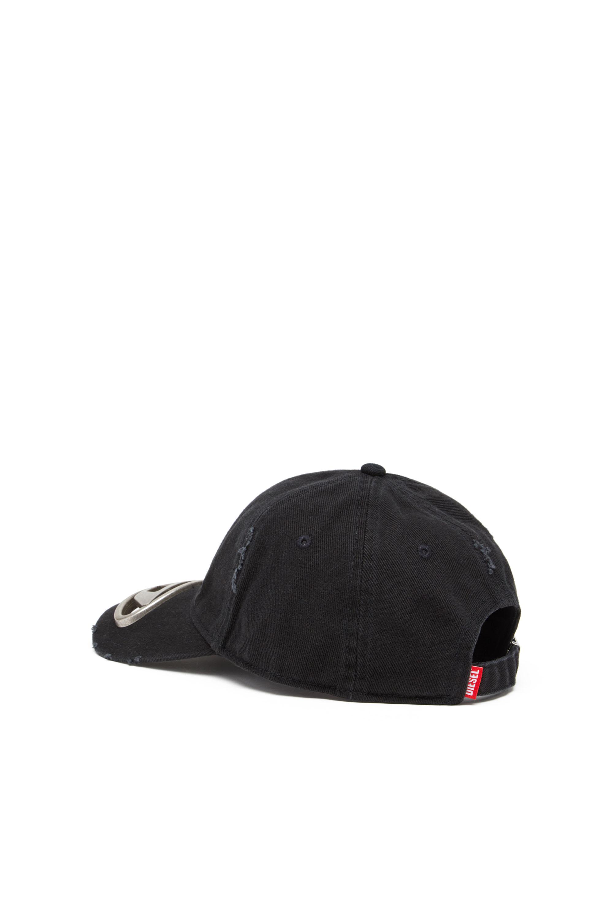 DIESEL Baseball Cap With Metal Oval D Plaque in Black for  display picture 2