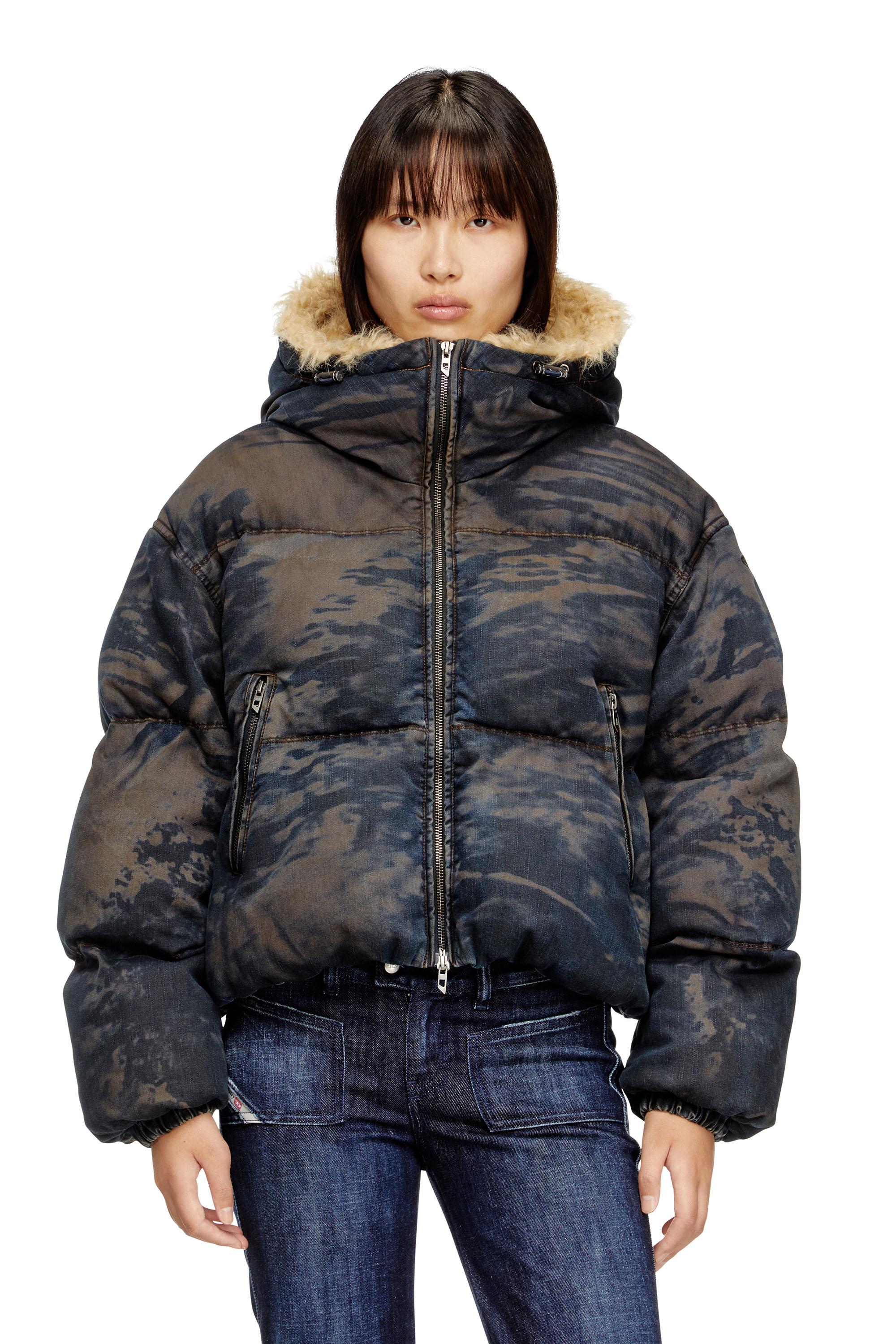ジャケット DIESEL DE-FLOWER JACKET IN MEDIUM BLUE WITH FADED EFFECT Diesel De-flower Jacket In Medium Blue With Faded Effect In