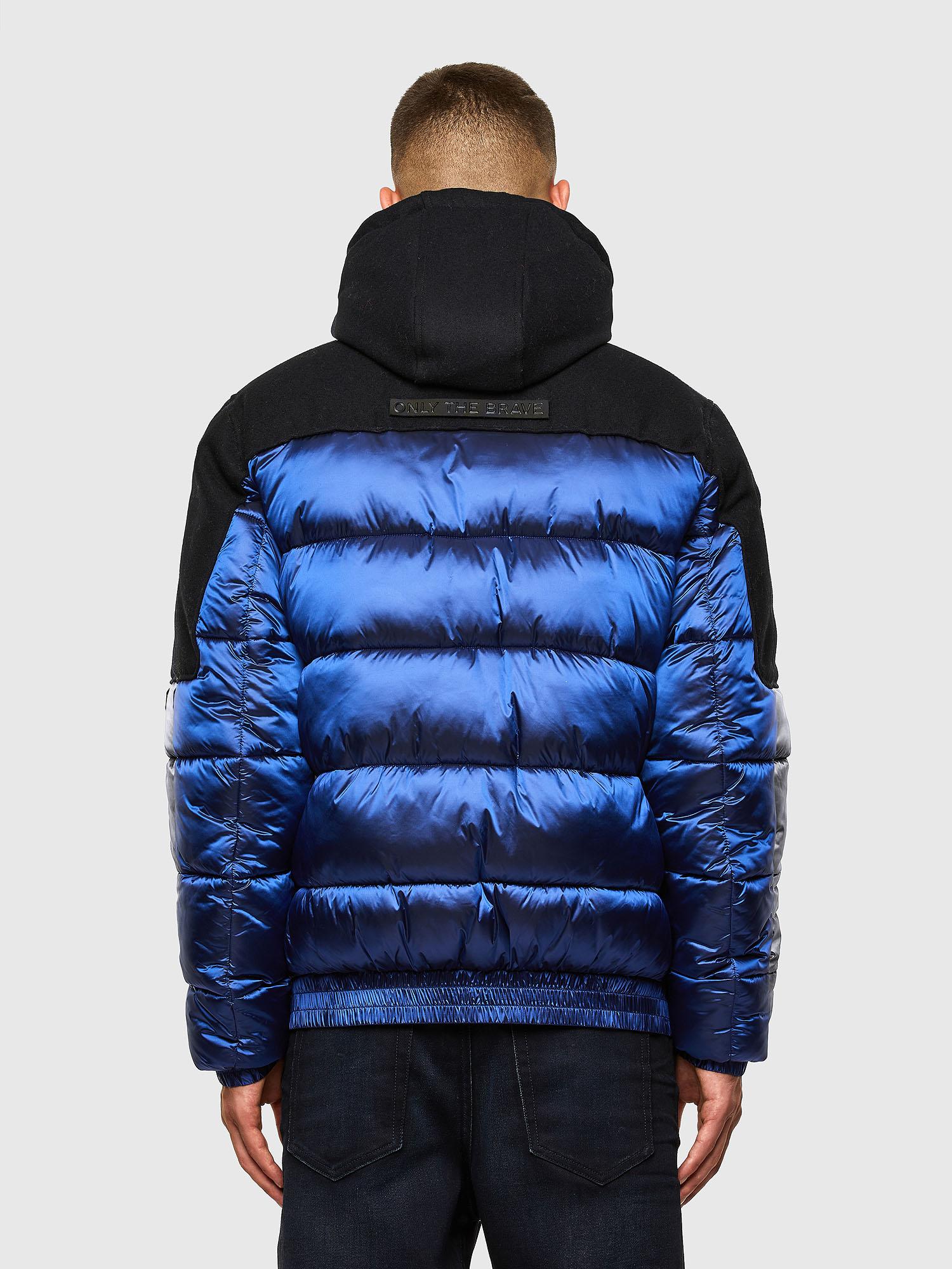 DIESEL W-nywool Hooded Puffer Jacket In Nylon And Wool in Blue for Men ...