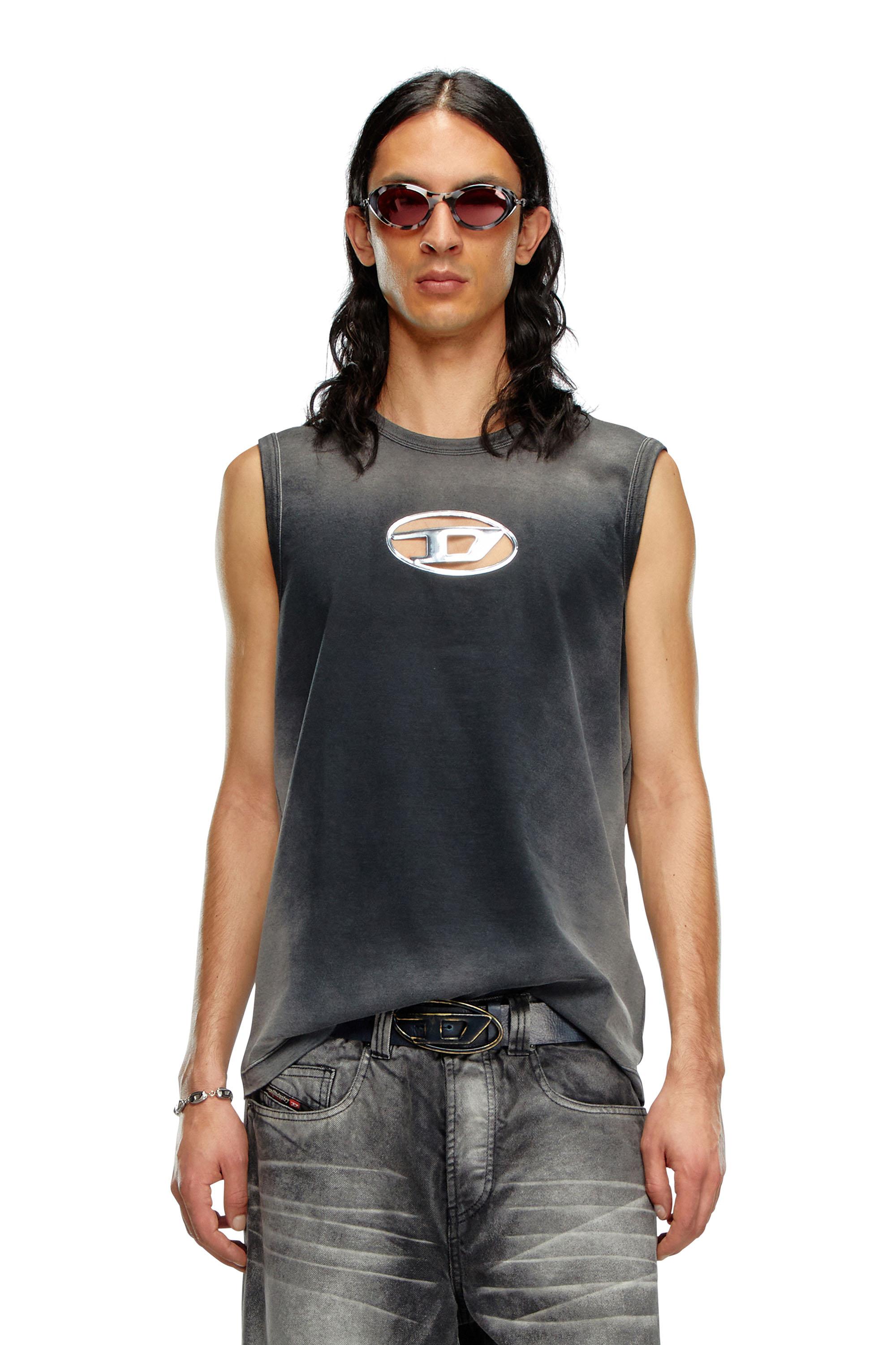 DIESEL T-Brico Faded Tank Top With Puffy Oval D in Black for Men 