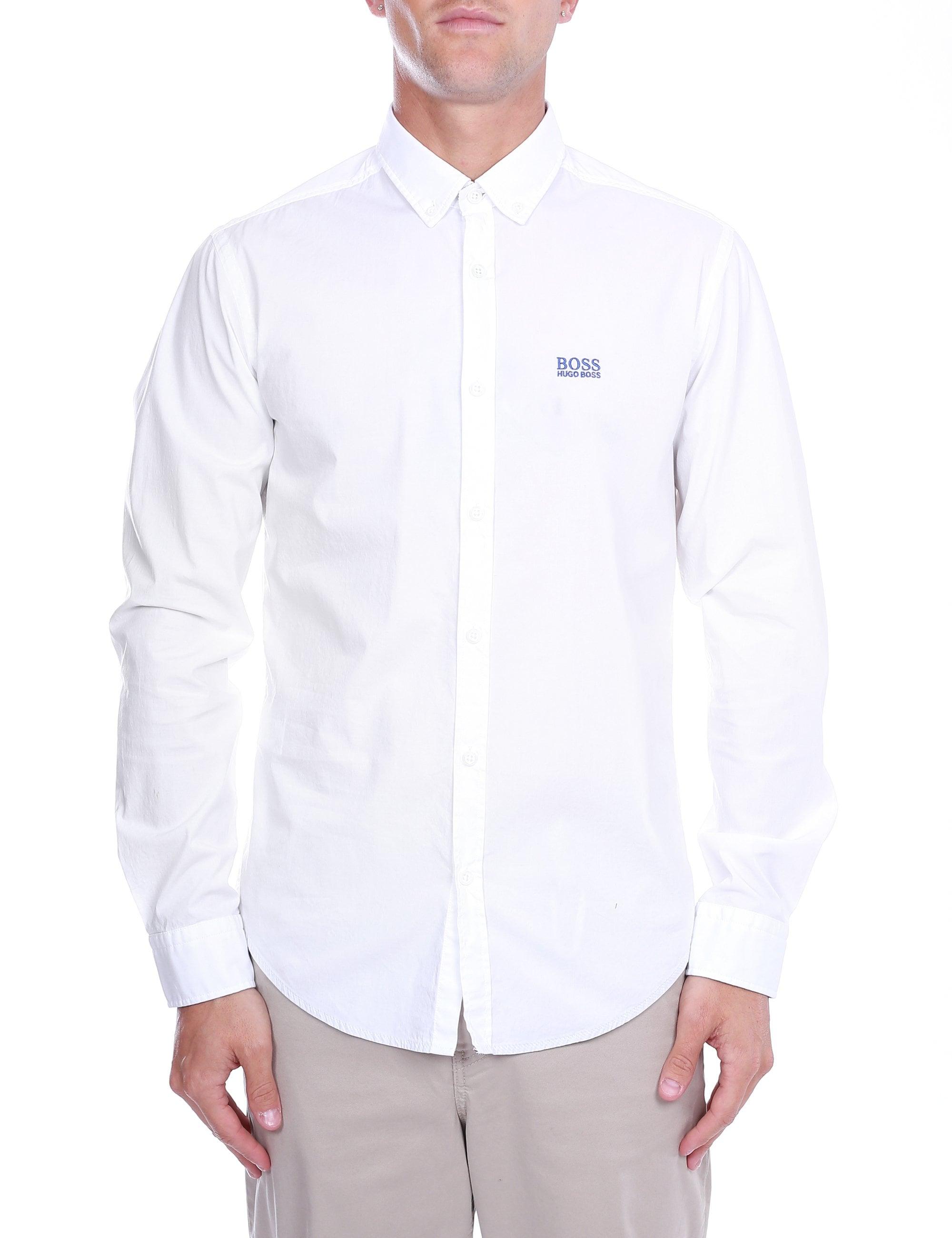 BOSS by Hugo Boss Cotton Biado Regular Fit Long Sleeve Shirt in White