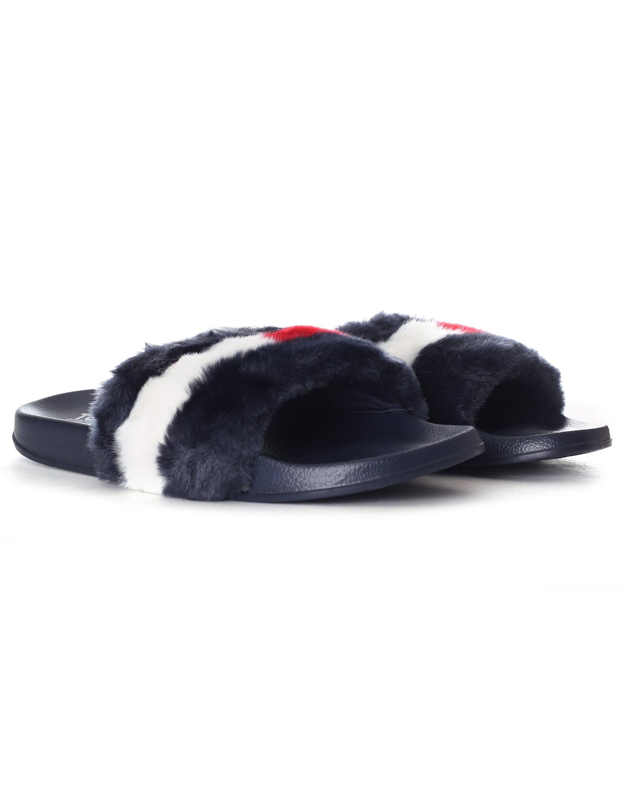 tommy hilfiger fur sliders