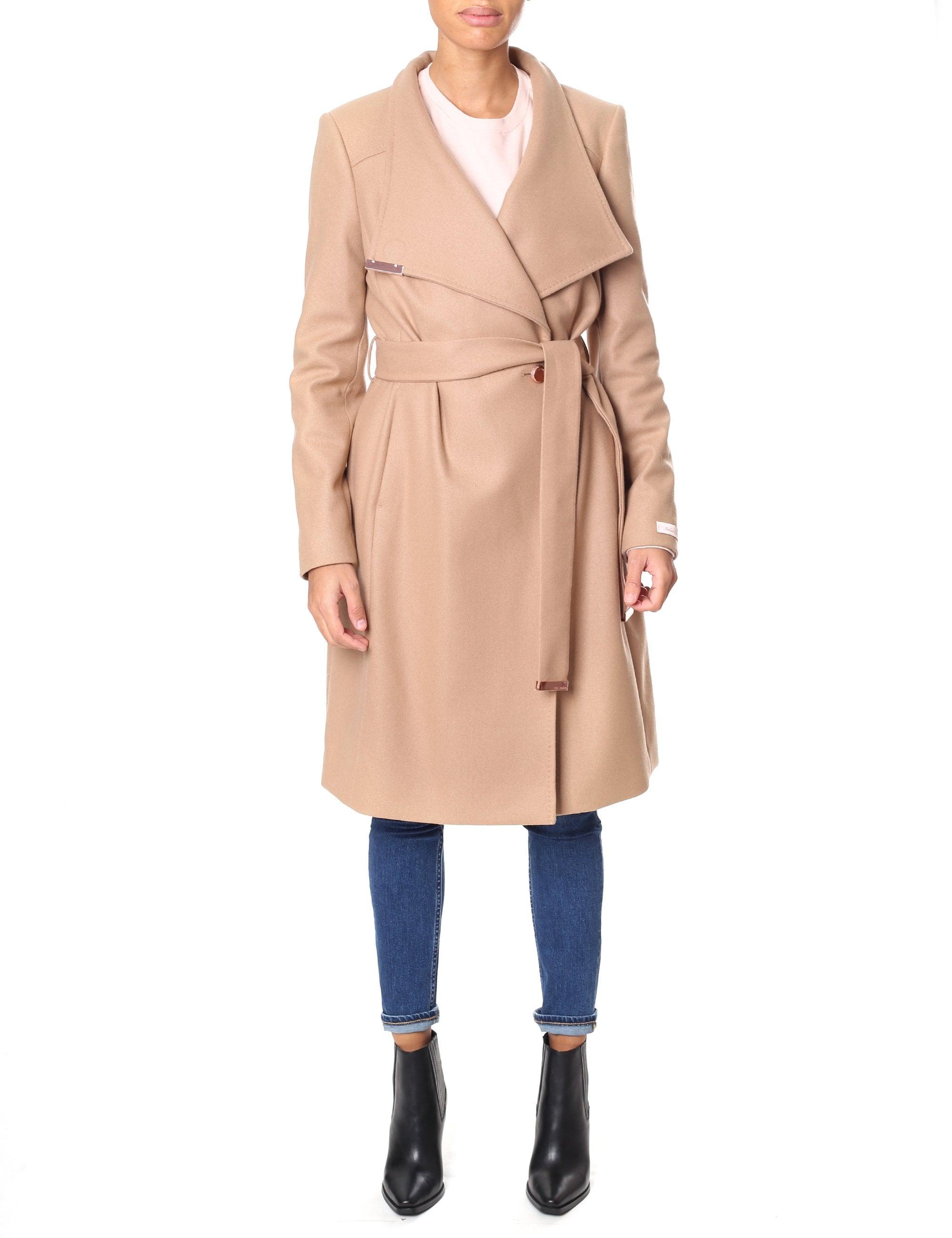 Ted Baker Sandra Long Wool Wrap Coat in Camel (Natural) - Lyst