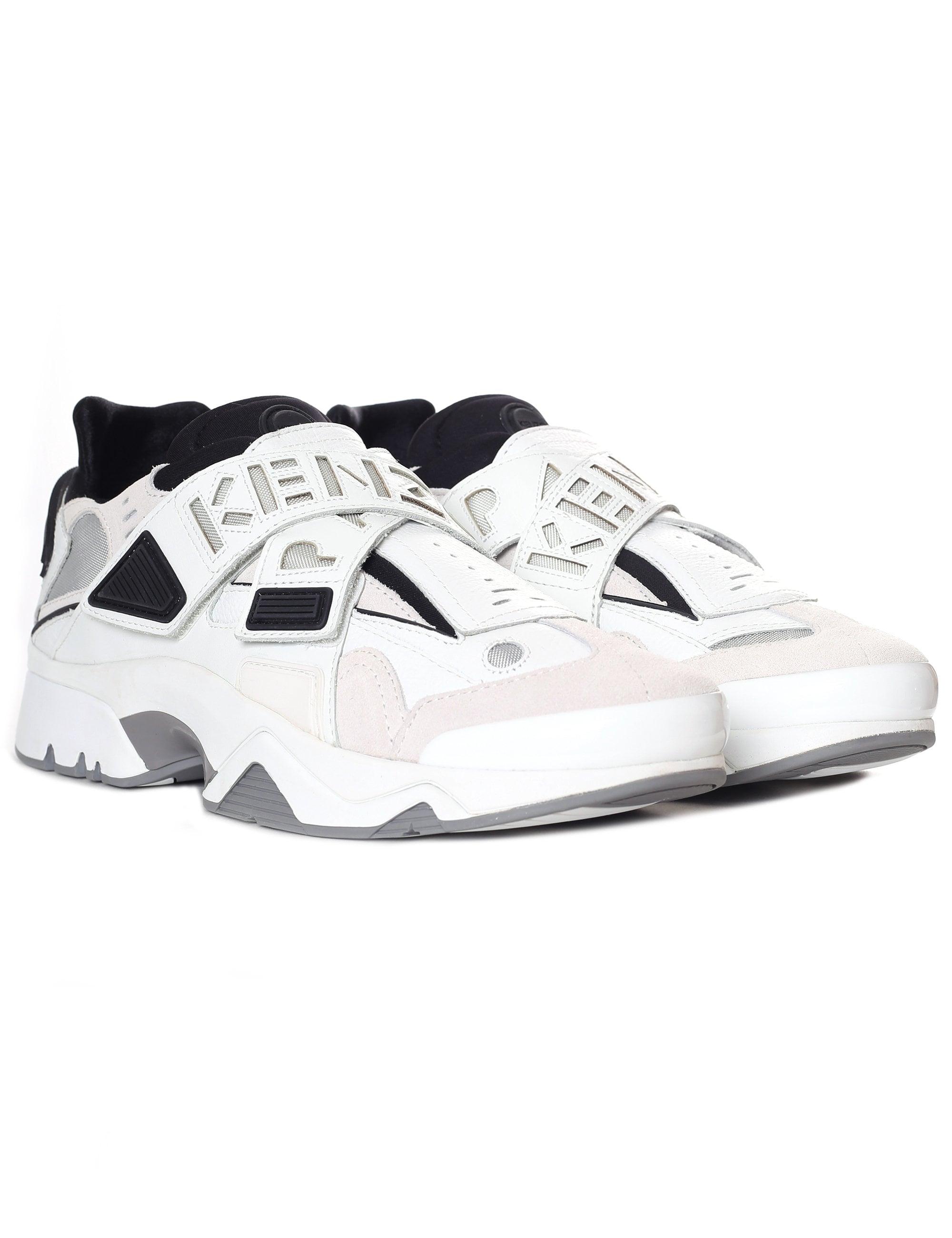 KENZO Leather Sonic Colour Trainers, Block Sneakers in Black White ...