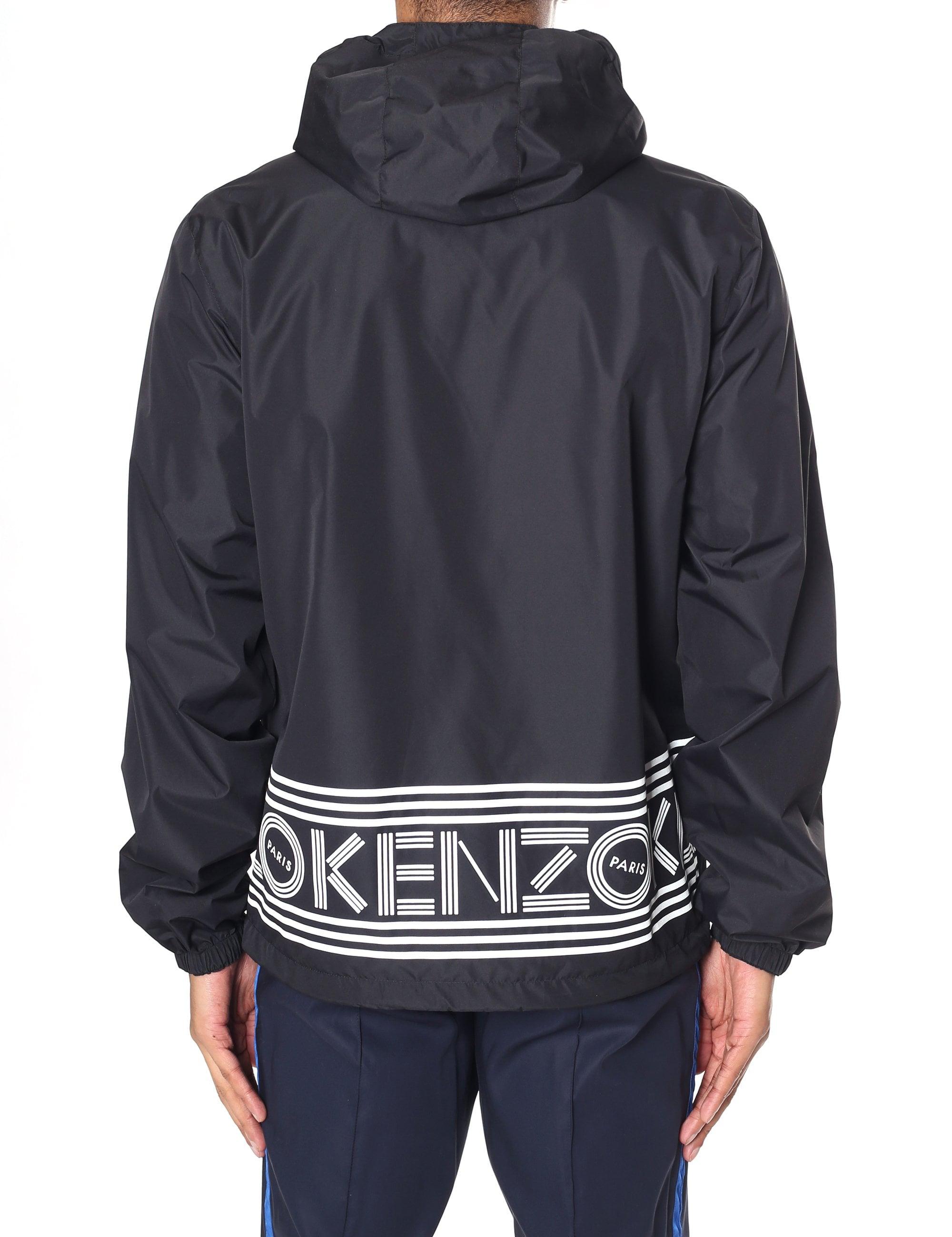 KENZO Synthetic Reversible Logo Windbreaker Jacket in Black for Men - Lyst