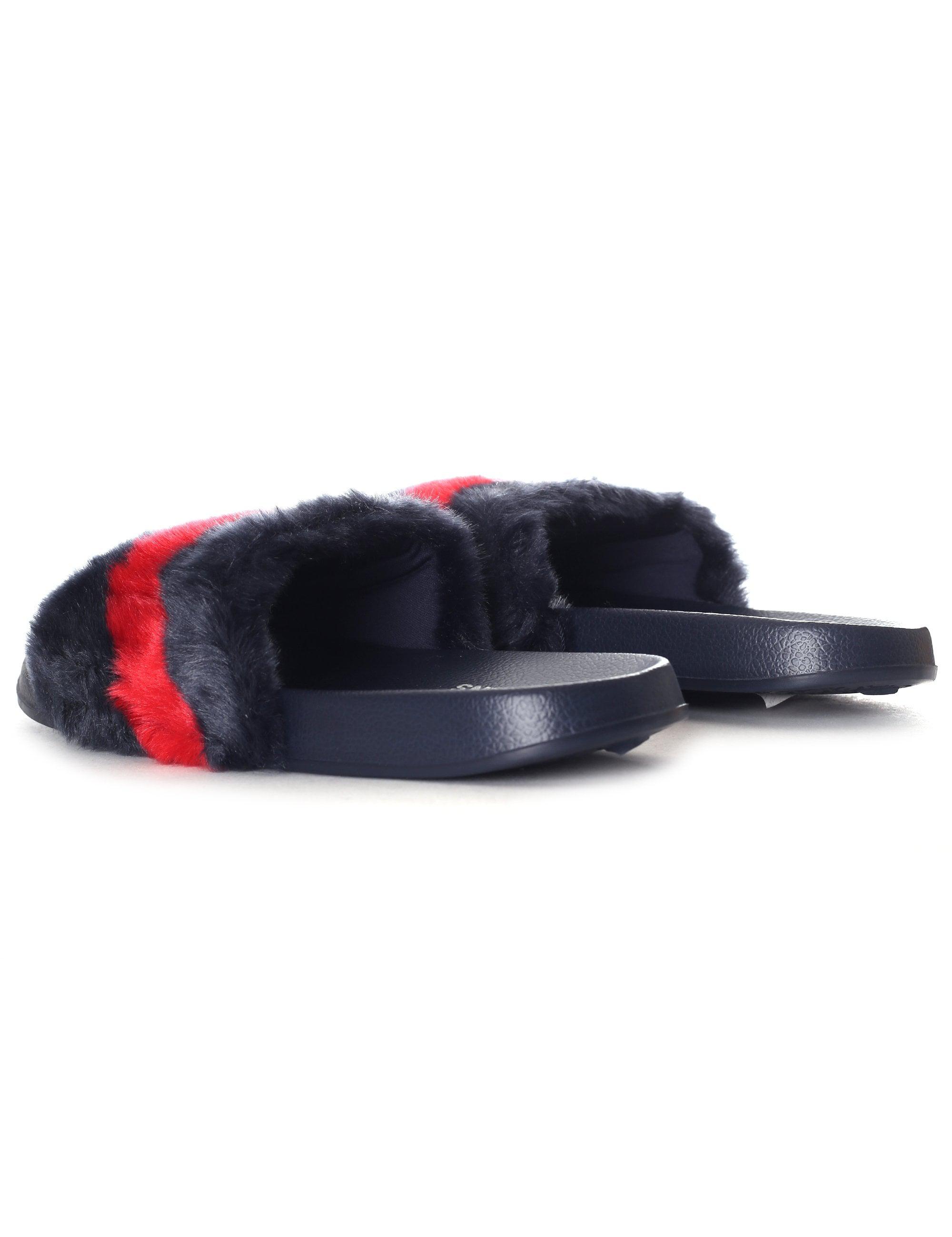 Tommy Hilfiger Funny Fur Pool Slides in Blue | Lyst UK
