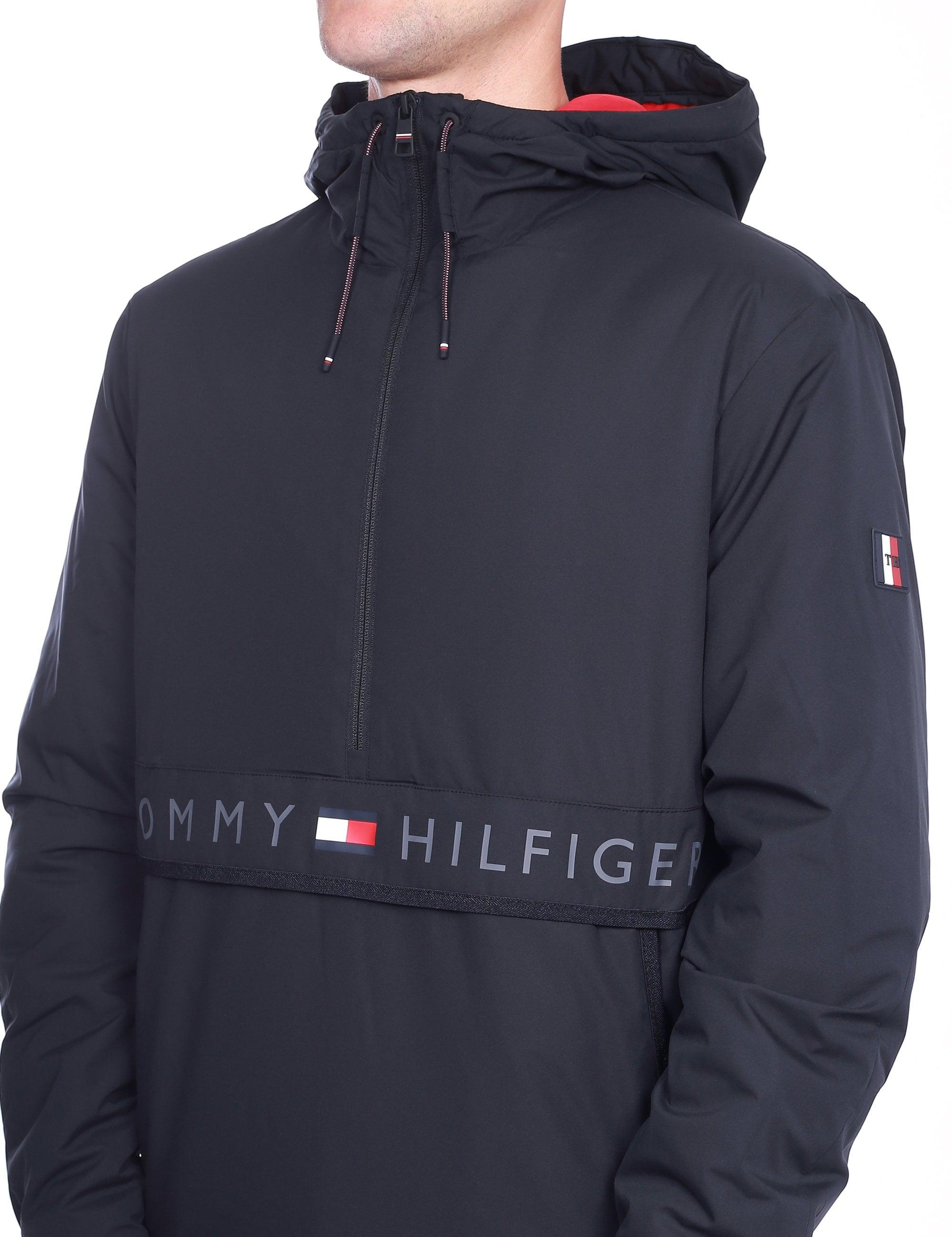 Tommy Hilfiger Synthetic Hooded Stretch Anorak in Black for Men - Lyst