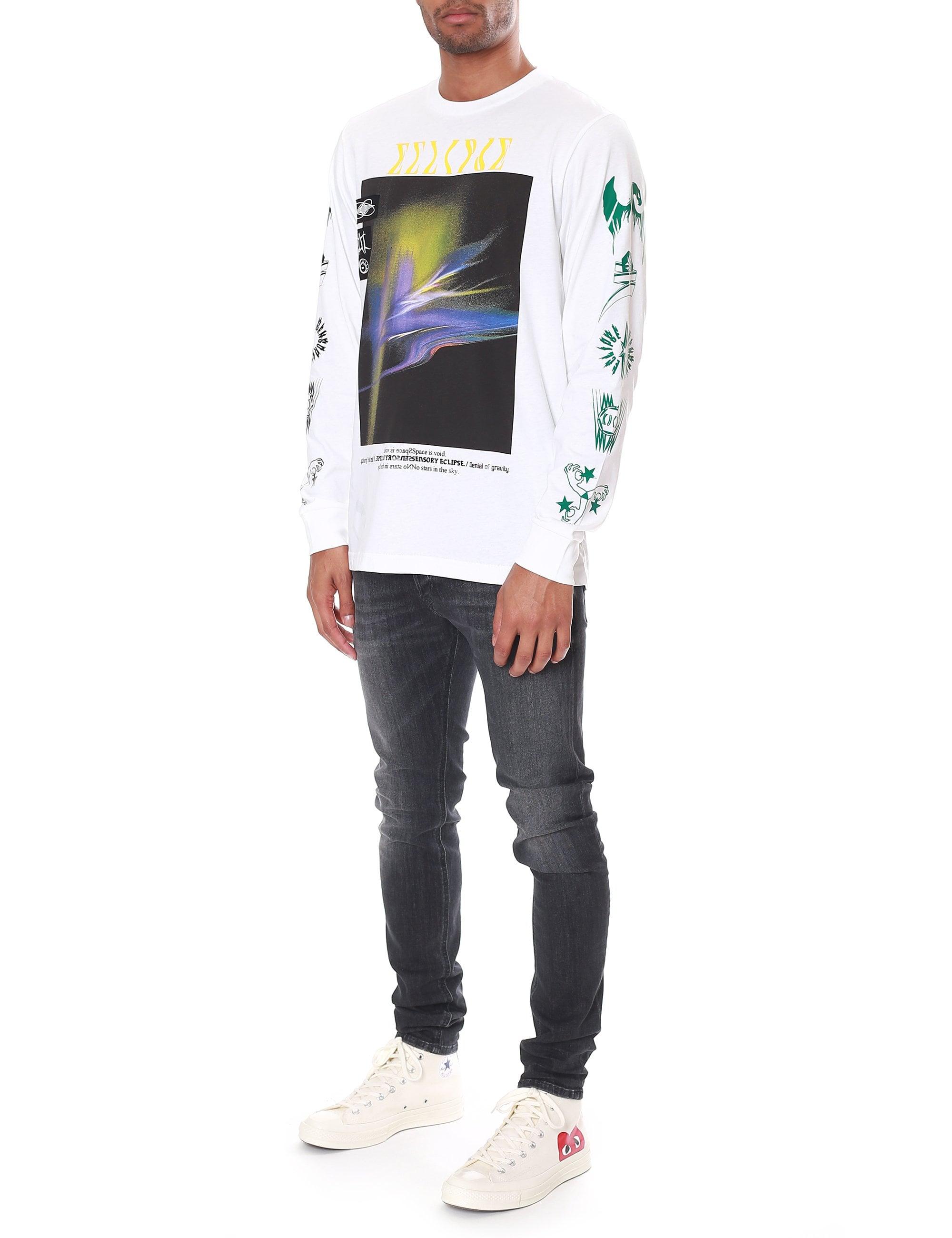 DIESEL Cotton Mixed Graphics Long Sleeve T-shirt in White for Men - Lyst