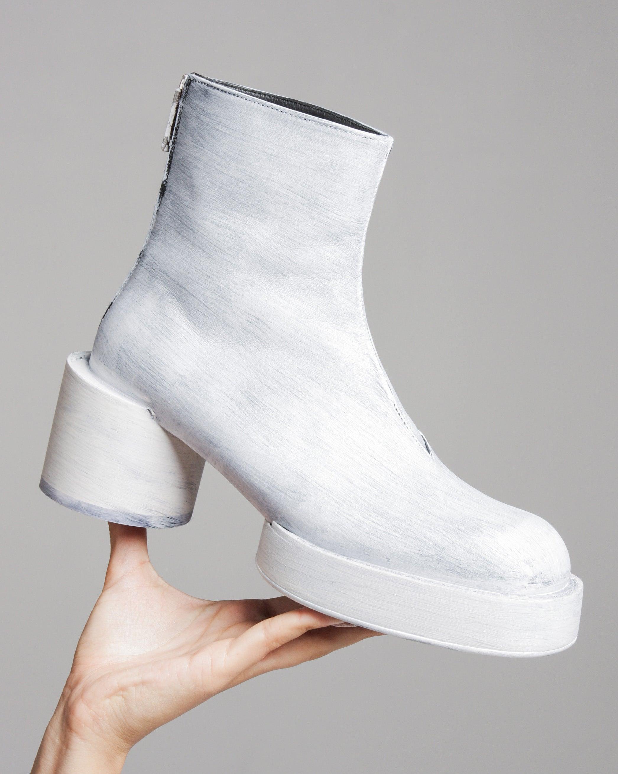 MM6 by Maison Martin Margiela Painted Leather Platform Ankle Boots