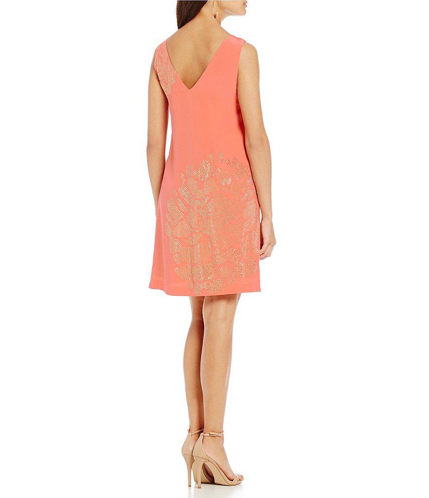 Trina Turk Silk Glitterati Embellished Shift Dress in Pink Lyst