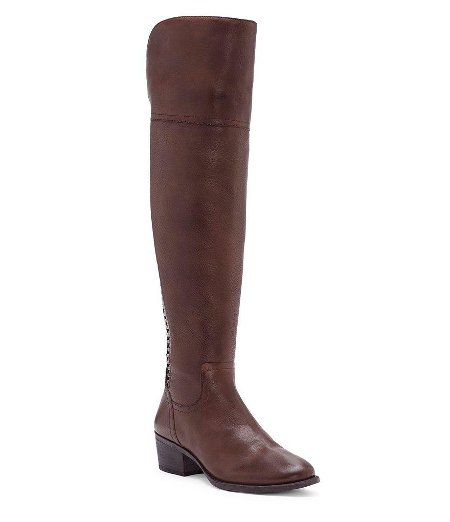 Vince Camuto Brilley Leather Over The Knee Wide Calf Boots in Brown Lyst