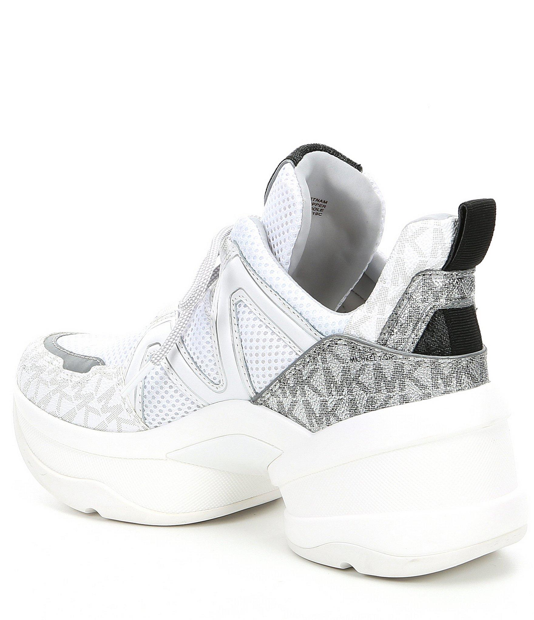 michael kors olympia mesh and logo trainer