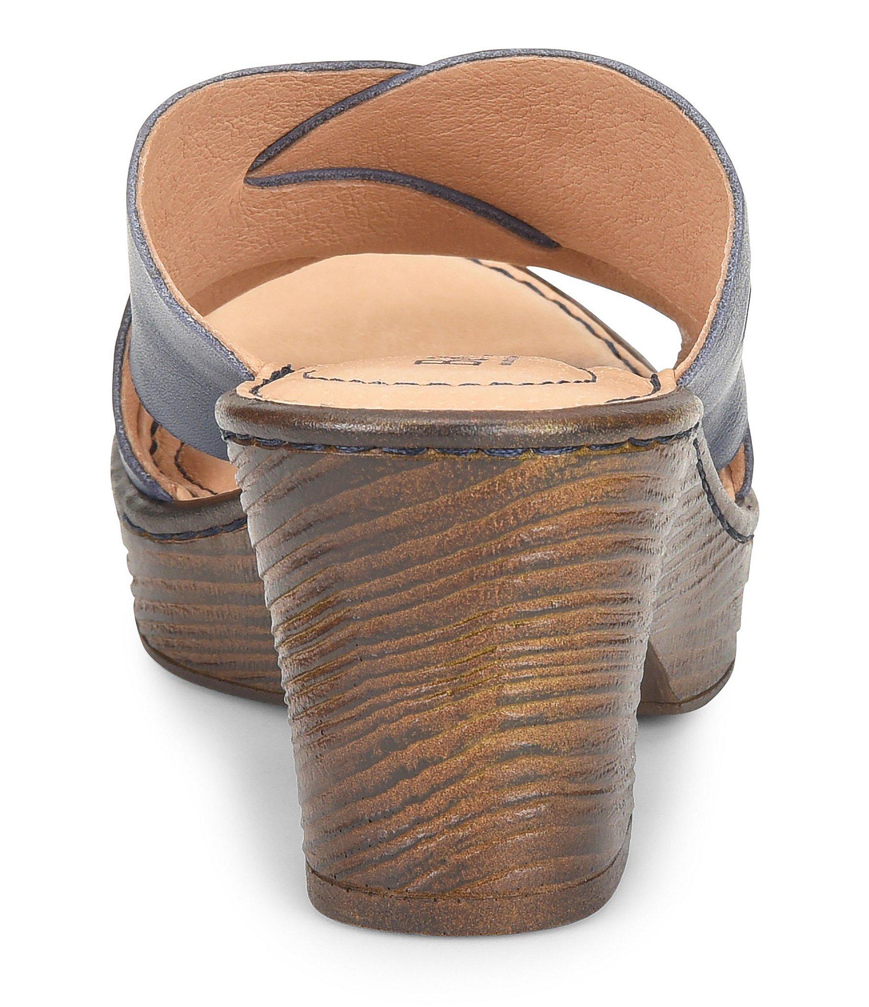 Born Coney Leather Block Heel Sandals in Navy (Blue) - Save 49% - Lyst