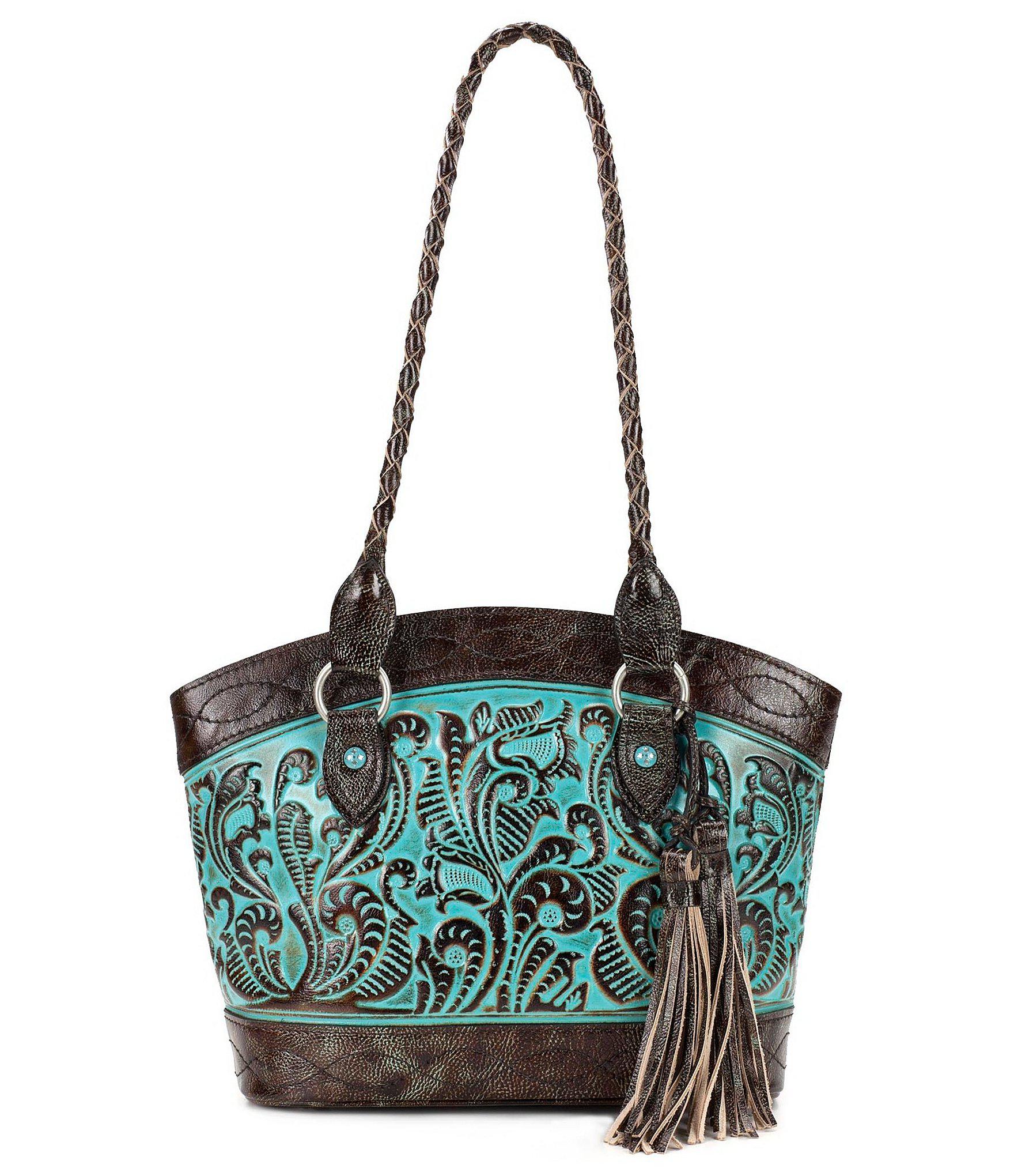Patricia Nash Tooled Turquoise Collection Zorita Tasseled Floral
