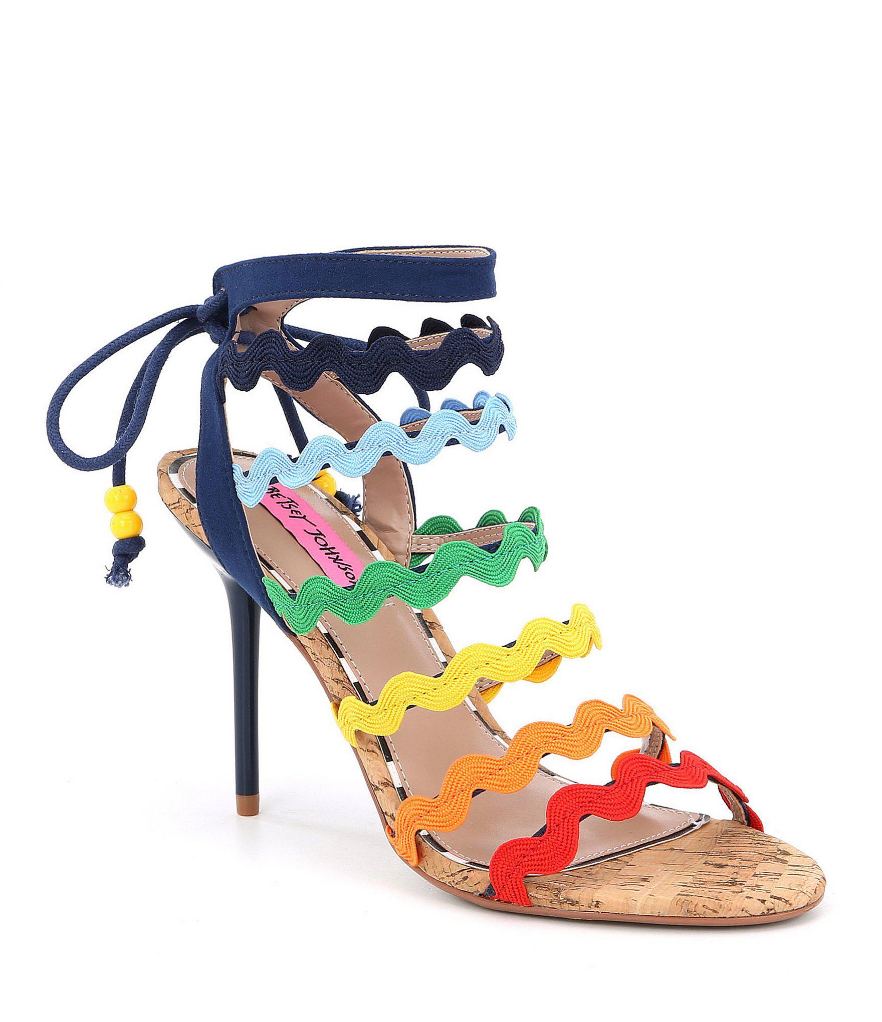 rainbow strappy heels