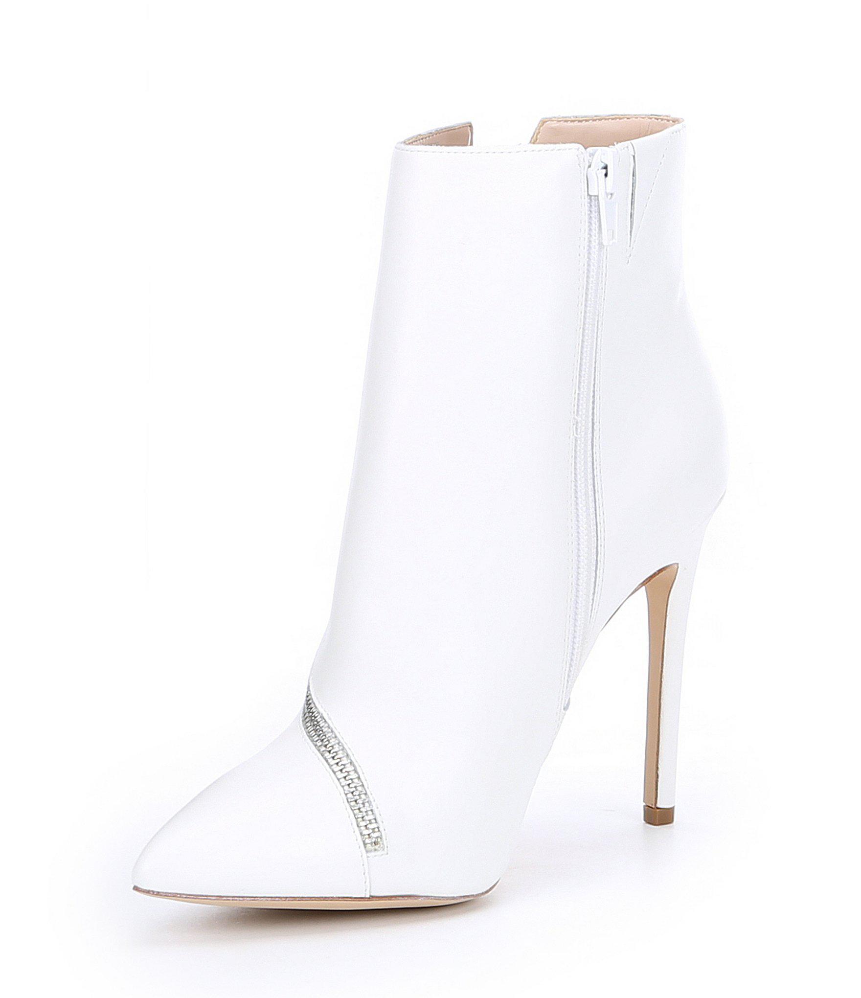 aldo white leather ankle boots