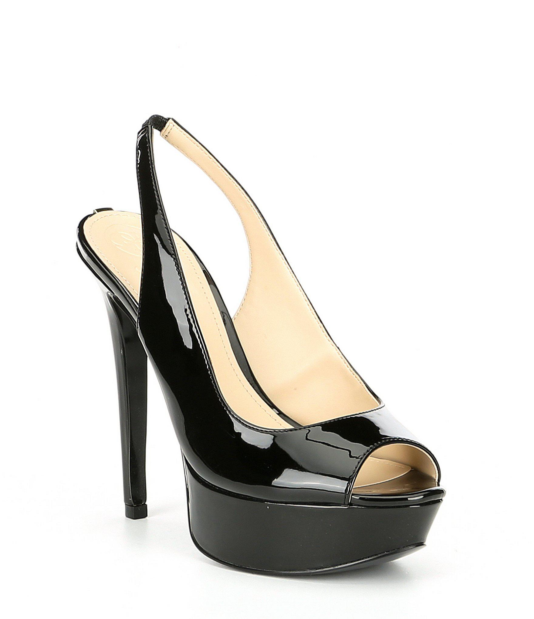 guess black peep toe heels