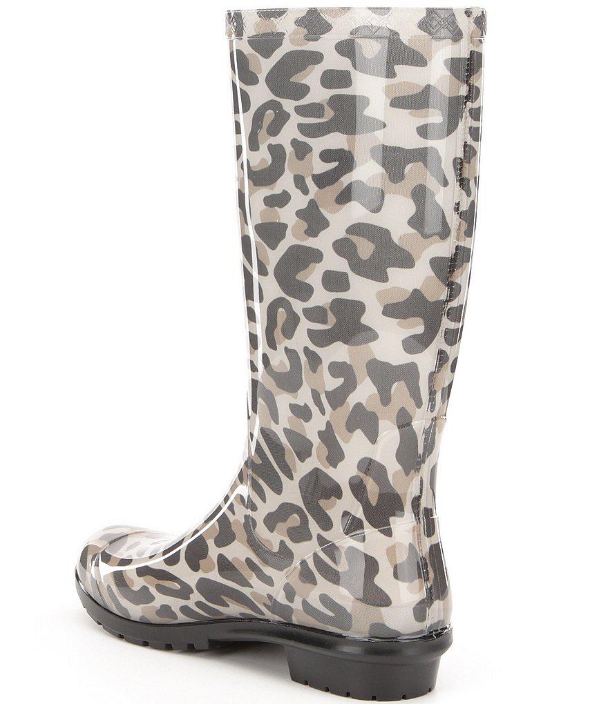 UGG ® Shaye Leopard Waterproof Rubber Shearling Rain Boots Lyst