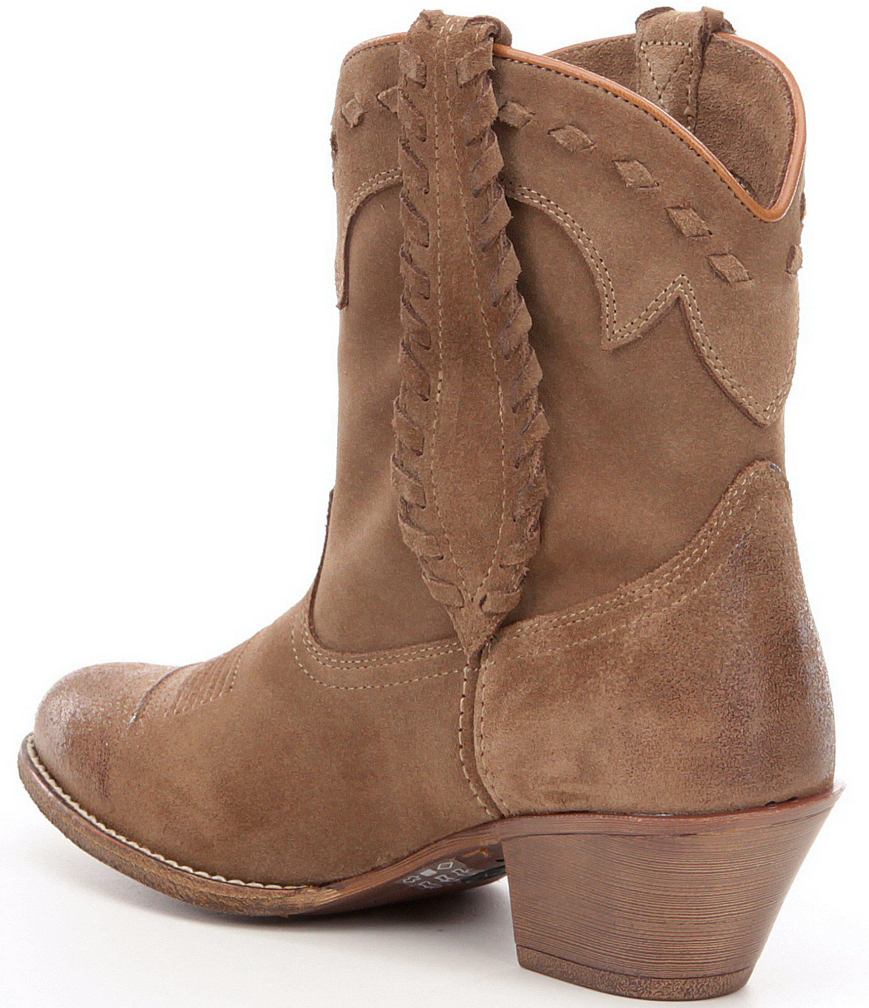 Ariat Round Up Rianda Short Leather Block Heel Boots in Brown - Lyst