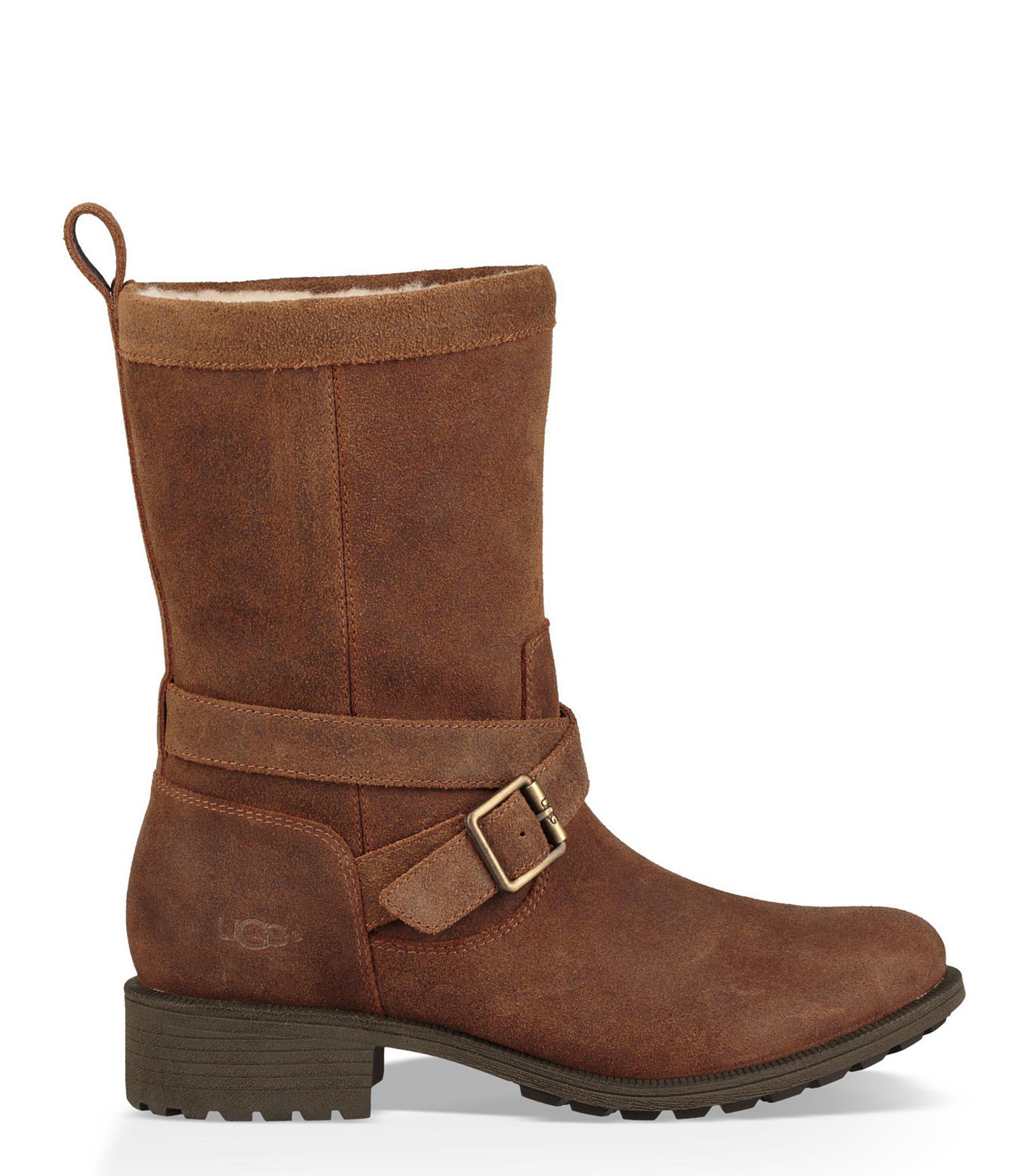 UGG Glendale Waterproof Leather Block Heel Boots in Brown - Lyst