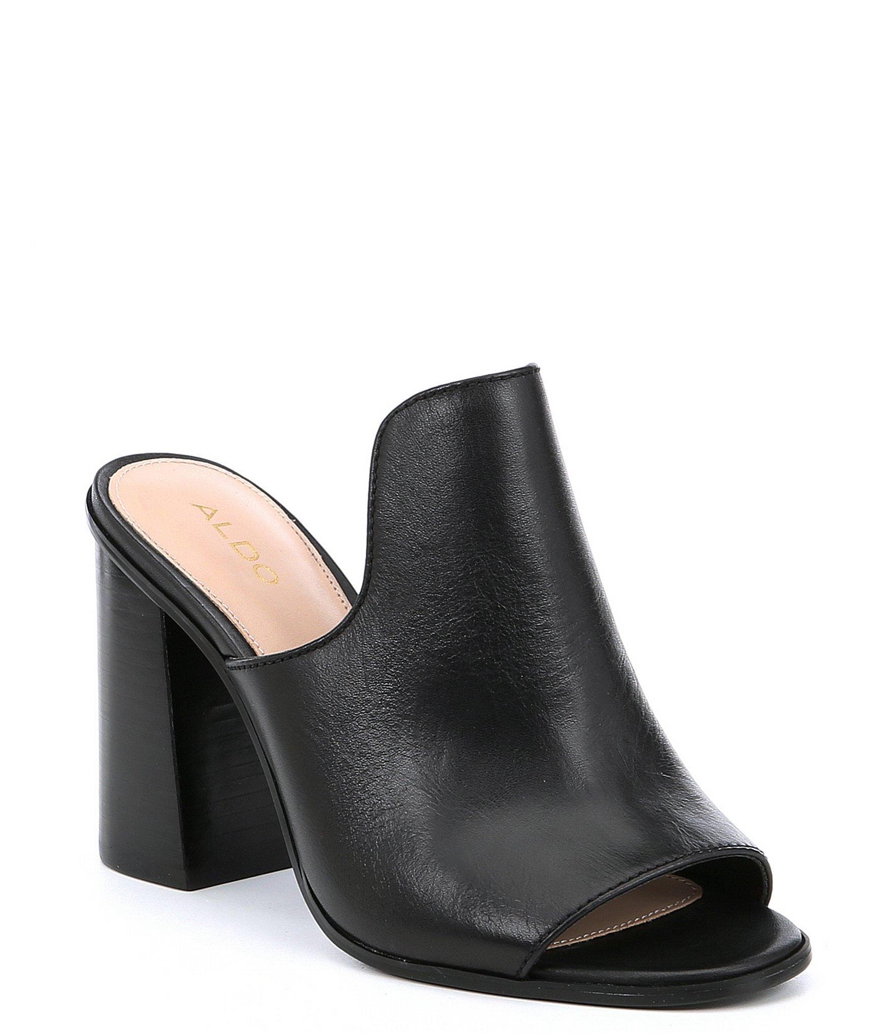 block heel peep toe mule