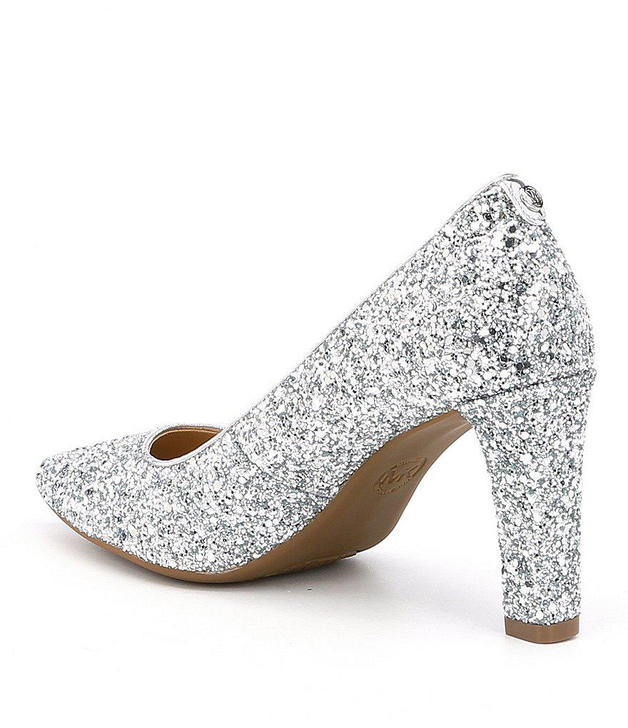 michael kors silver glitter pumps