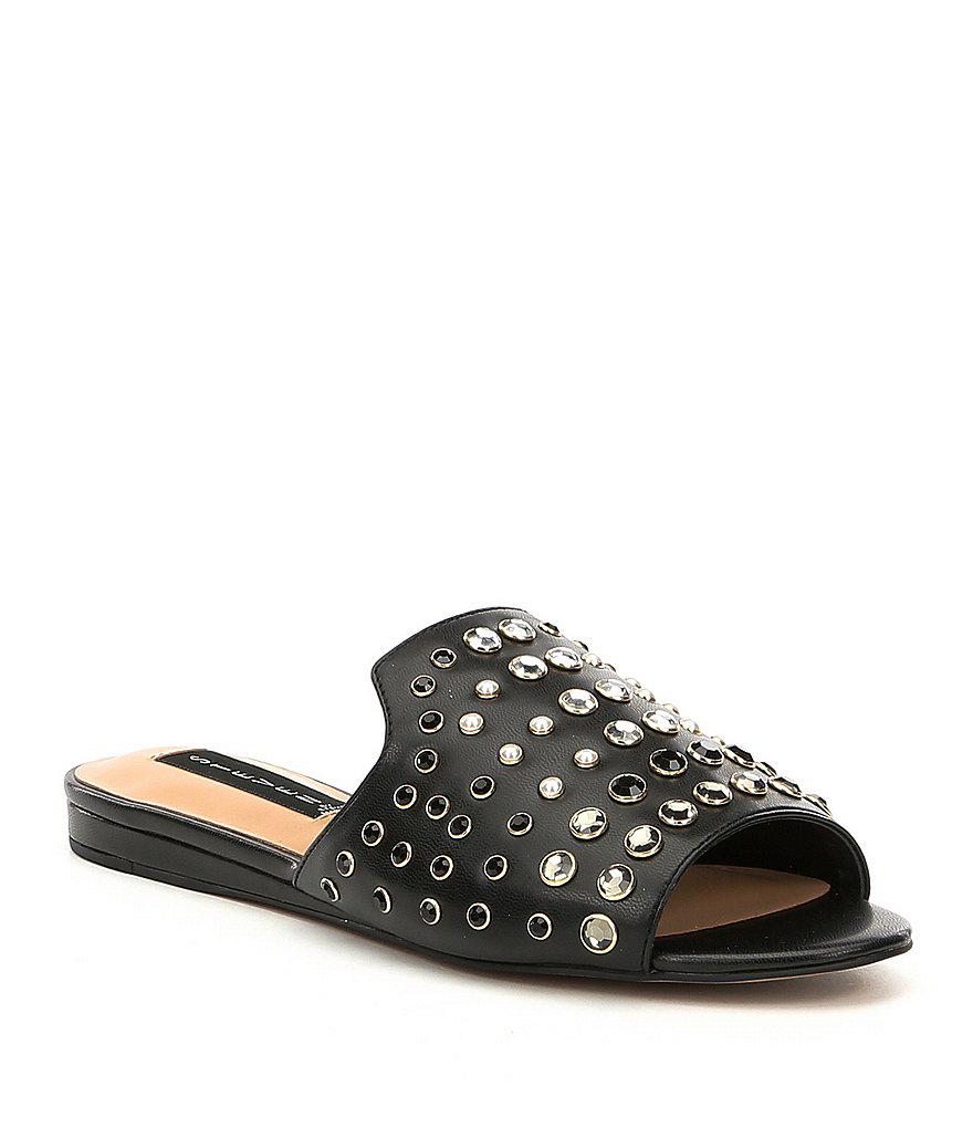 Steve Madden Synthetic Steven By Sensai Studded Slip On Sandals in Black - Lyst