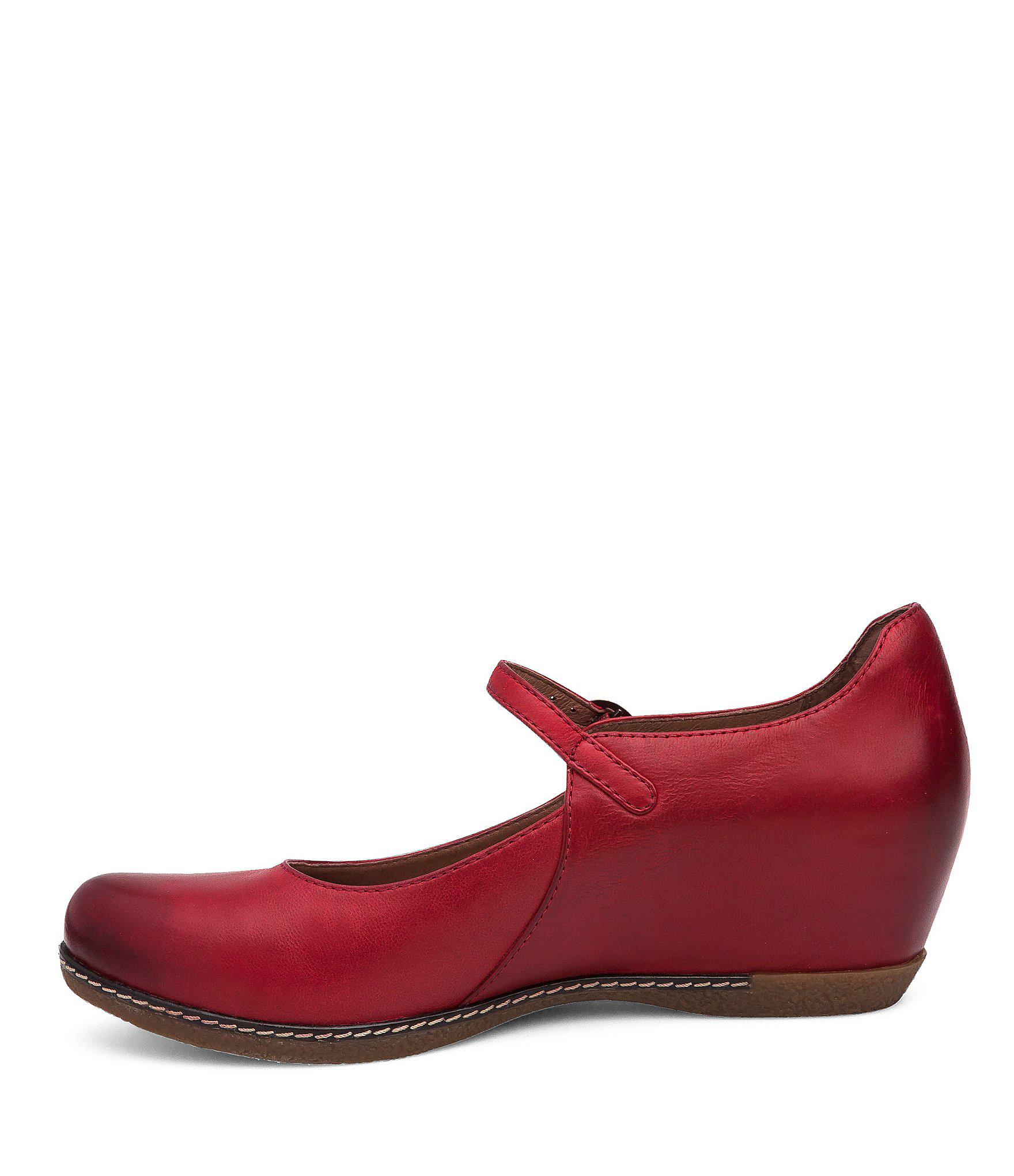 dansko red mary janes