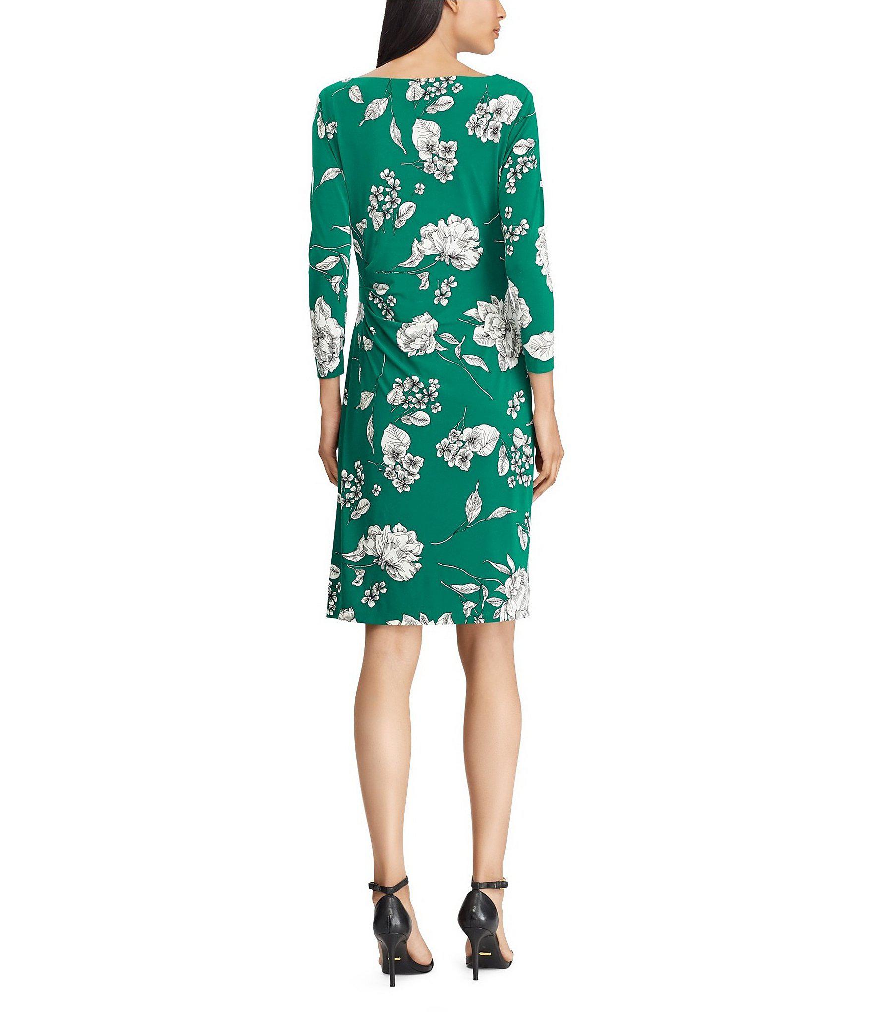 Lauren by Ralph Lauren Floral Printed Jersey Dress in Green - Lyst