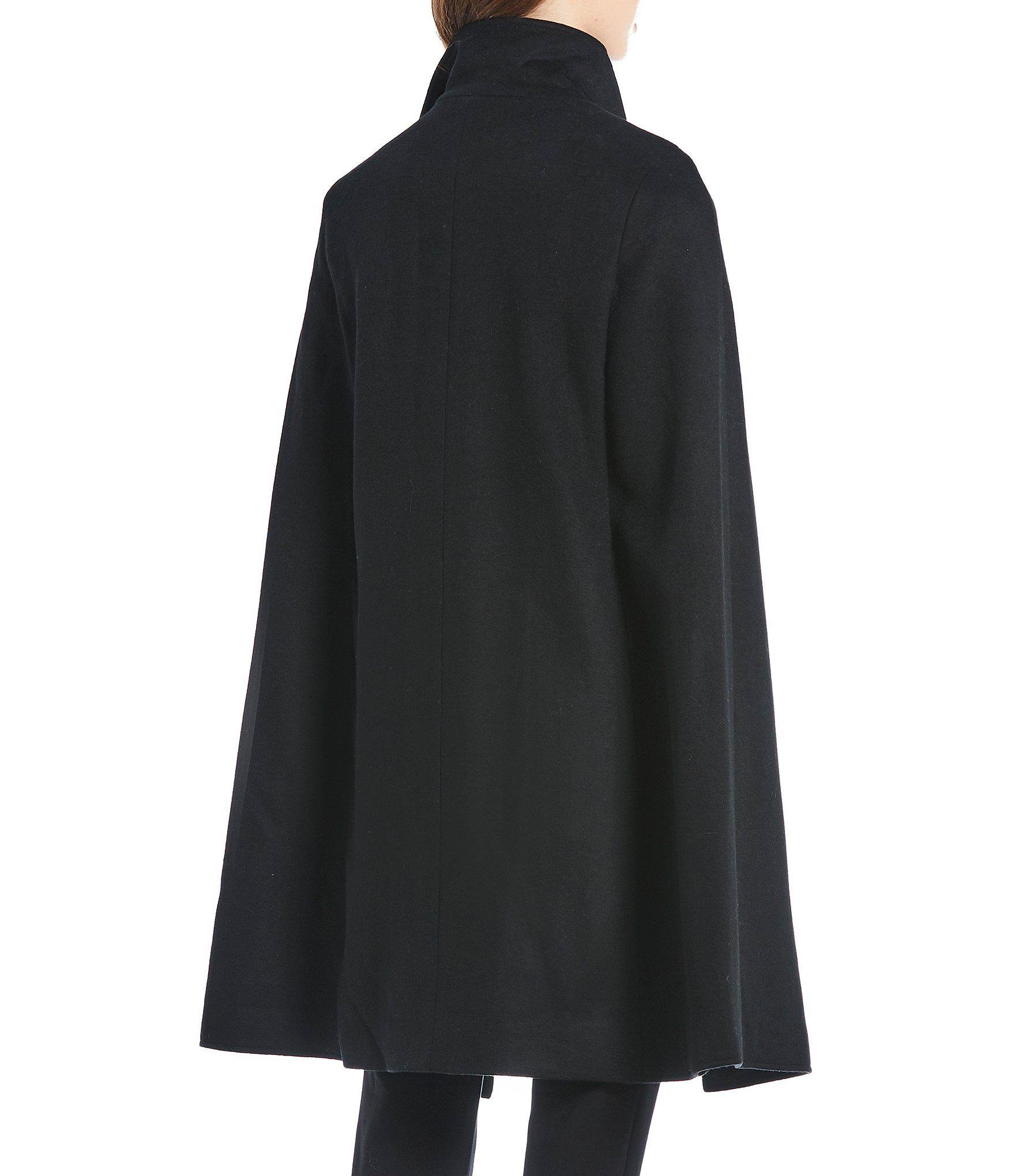 Calvin Klein Double Face Cape Coat in Black - Lyst