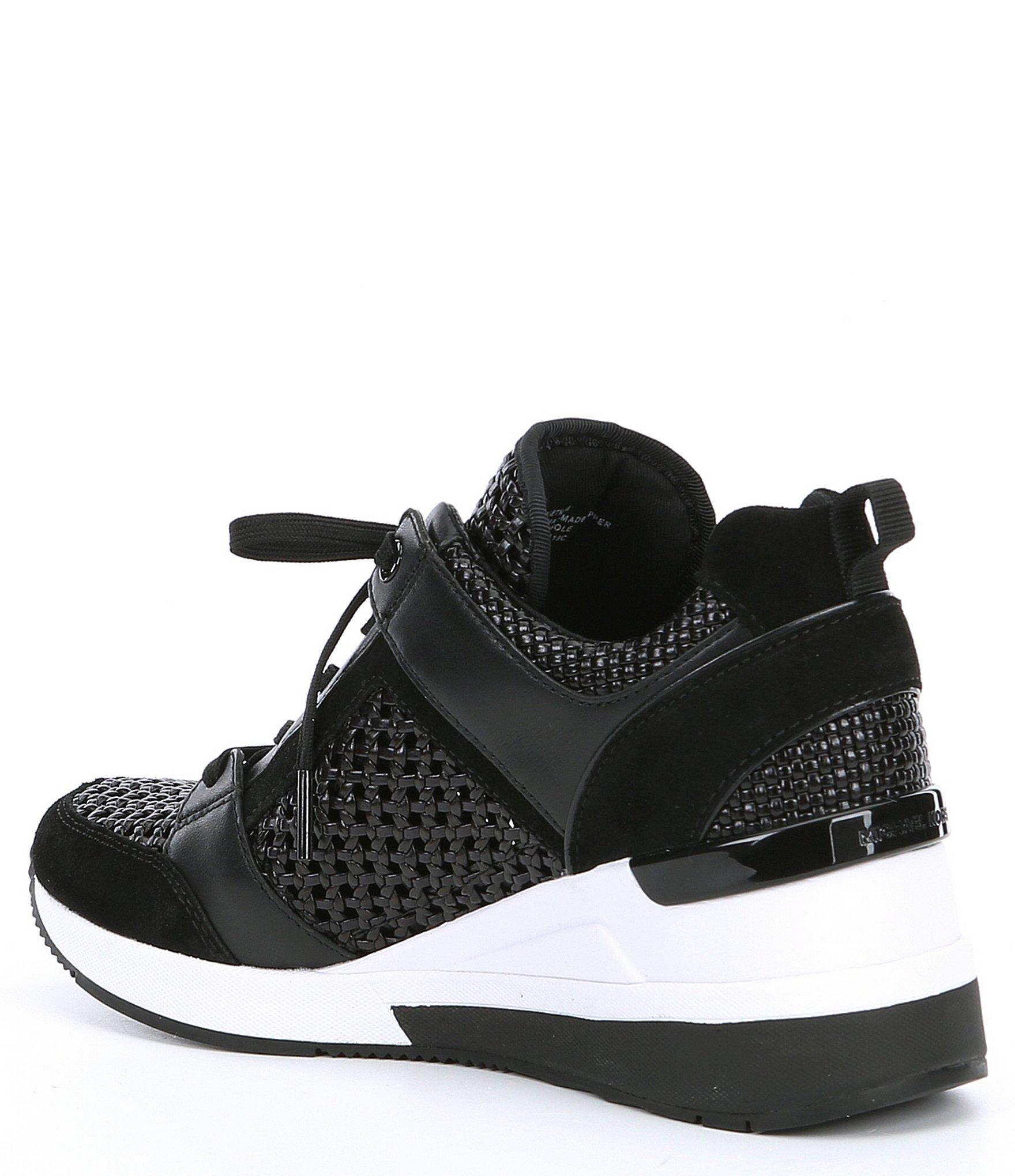 georgie faux leather wedge trainers