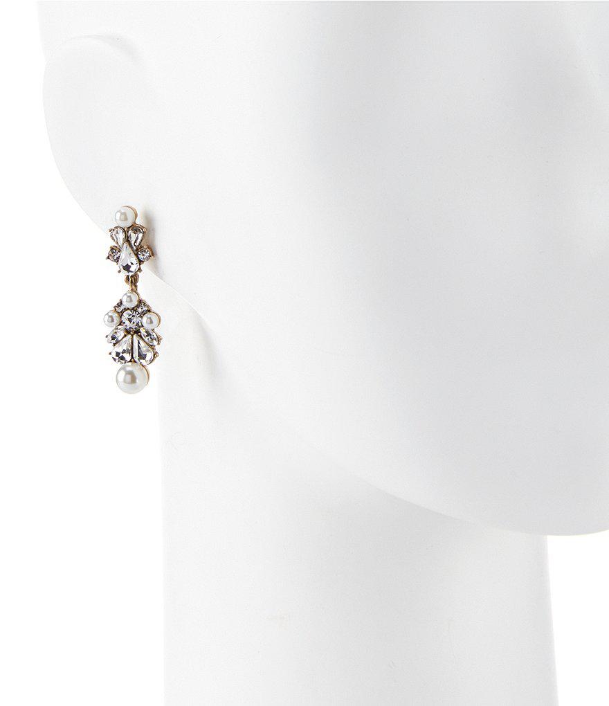 Lyst Belle By Badgley Mischka Sweetheart Faux Pearl Crystal Chandelier Earrings View Fullscreen