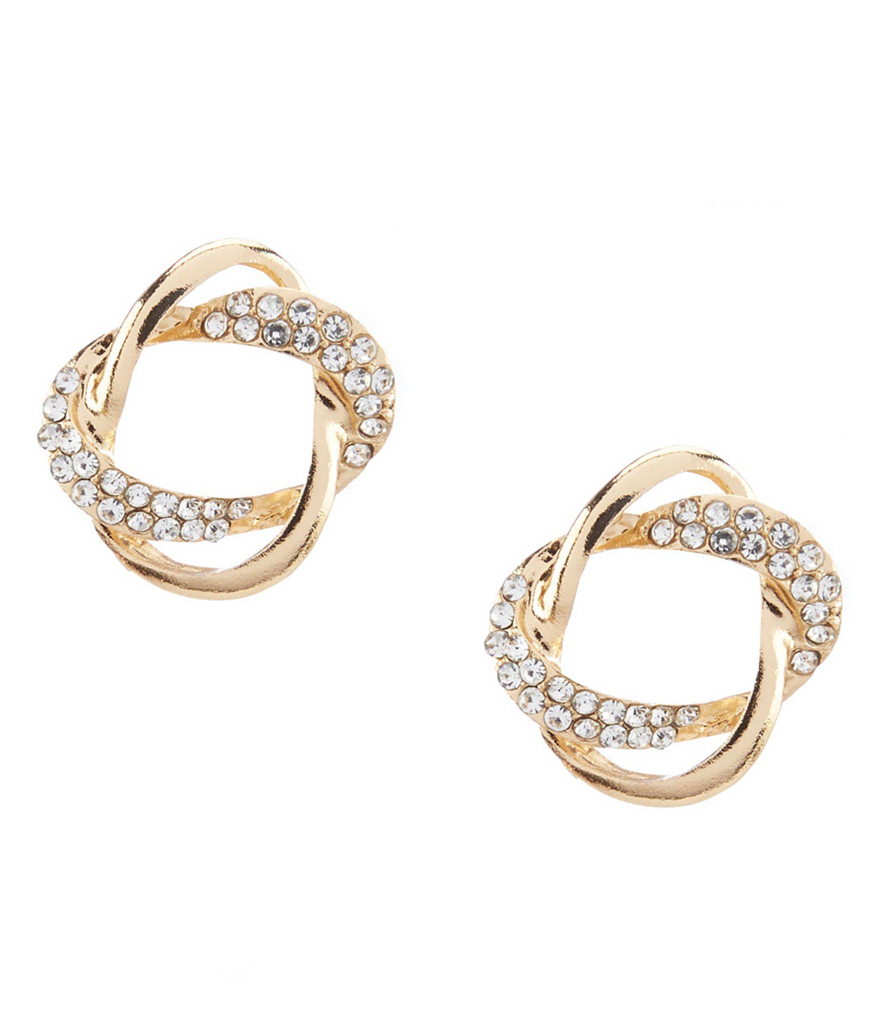 Lyst Dillard S Open Twist Stud Hoop Earrings In Metallic Dillard S Women Metallic Open Twist Stud Hoop Earrings