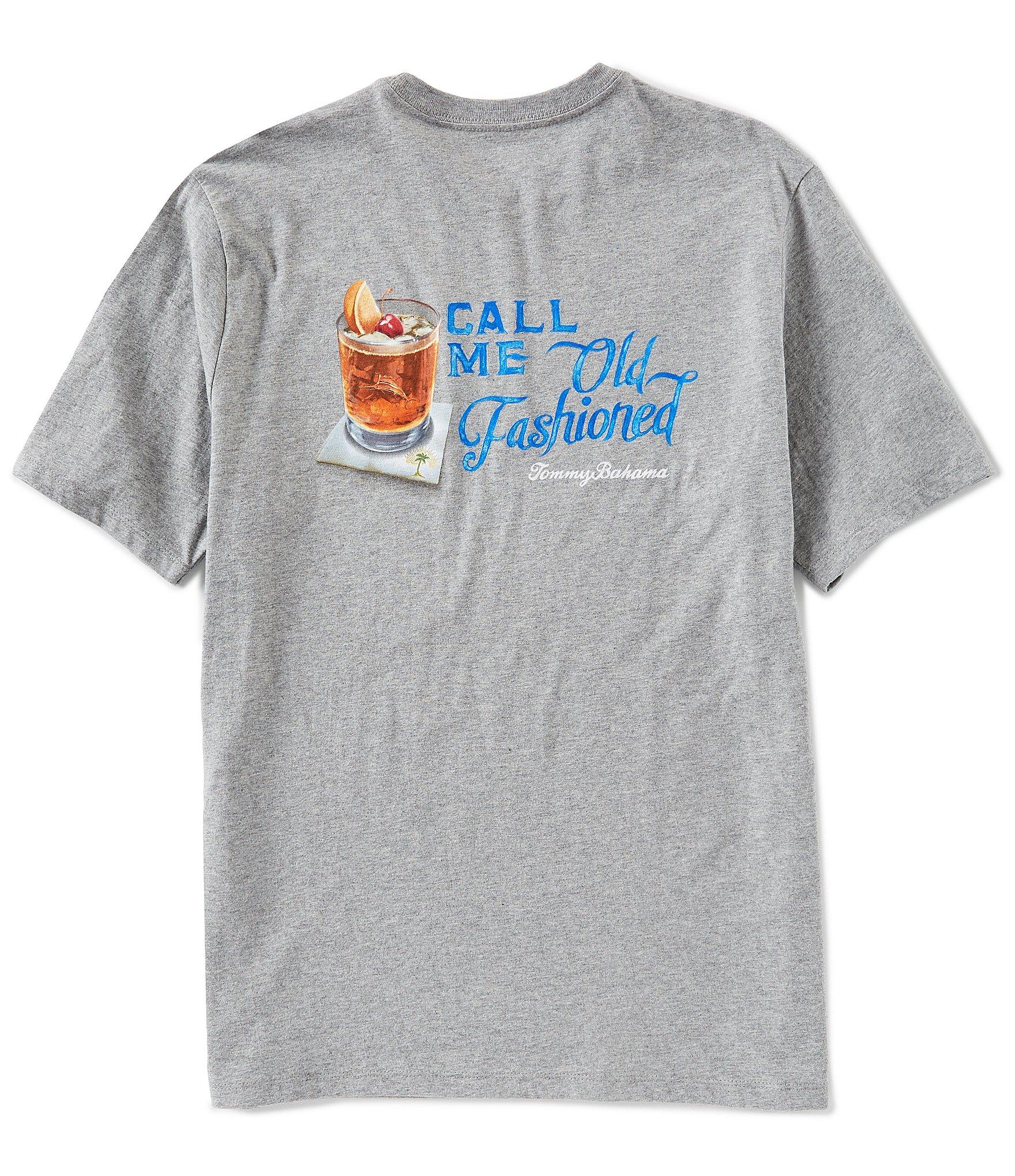 Tommy Bahama Cotton Call Me Old Fashioned Short-sleeve Screen Print Tee in Grey Heather (Gray 