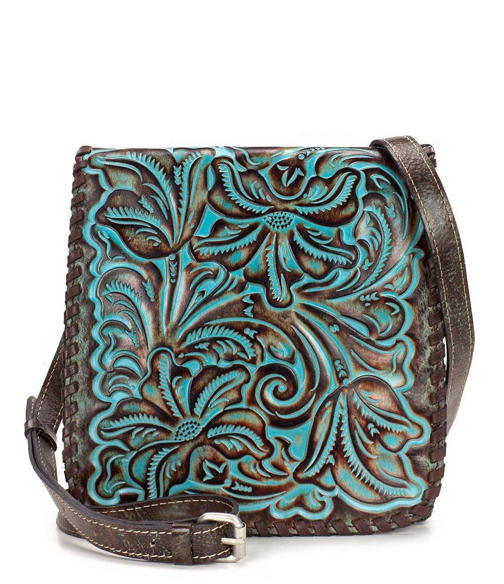 Patricia Nash Tooled Turquoise Collection Granada Floralembossed Cross