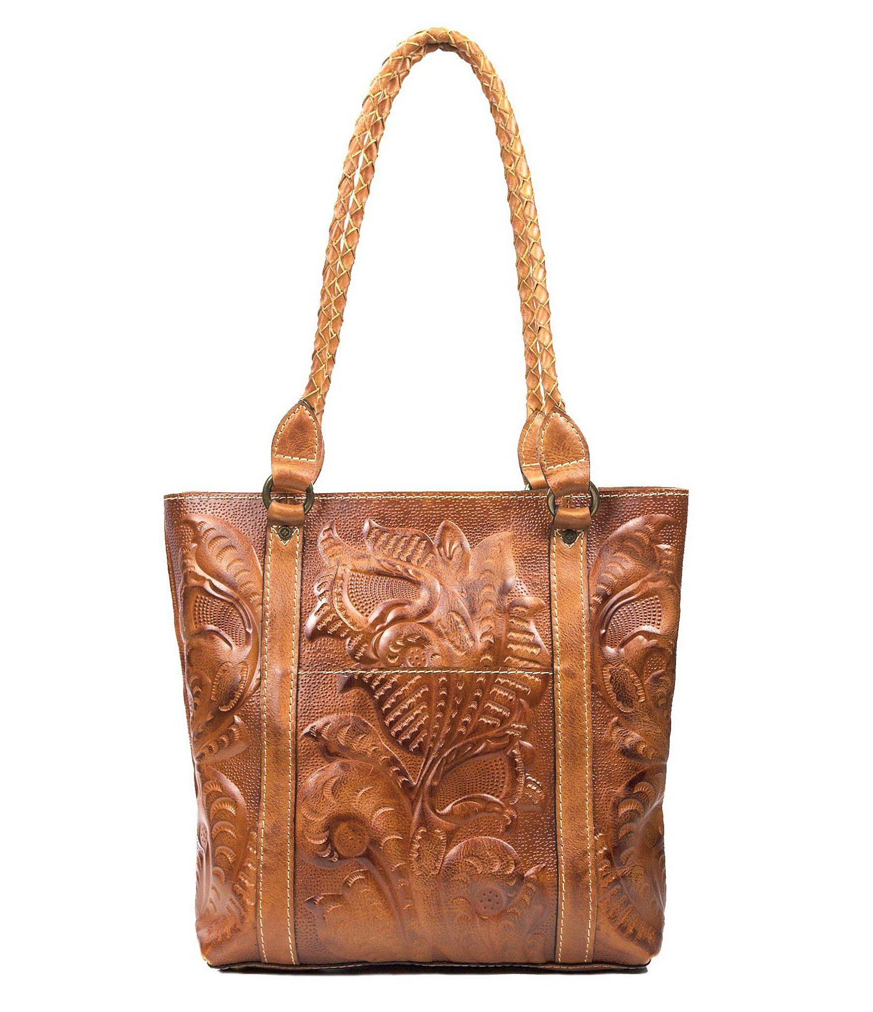 Patricia Nash Leather Burnished Tooled Collection Rena Tasseled Tote in