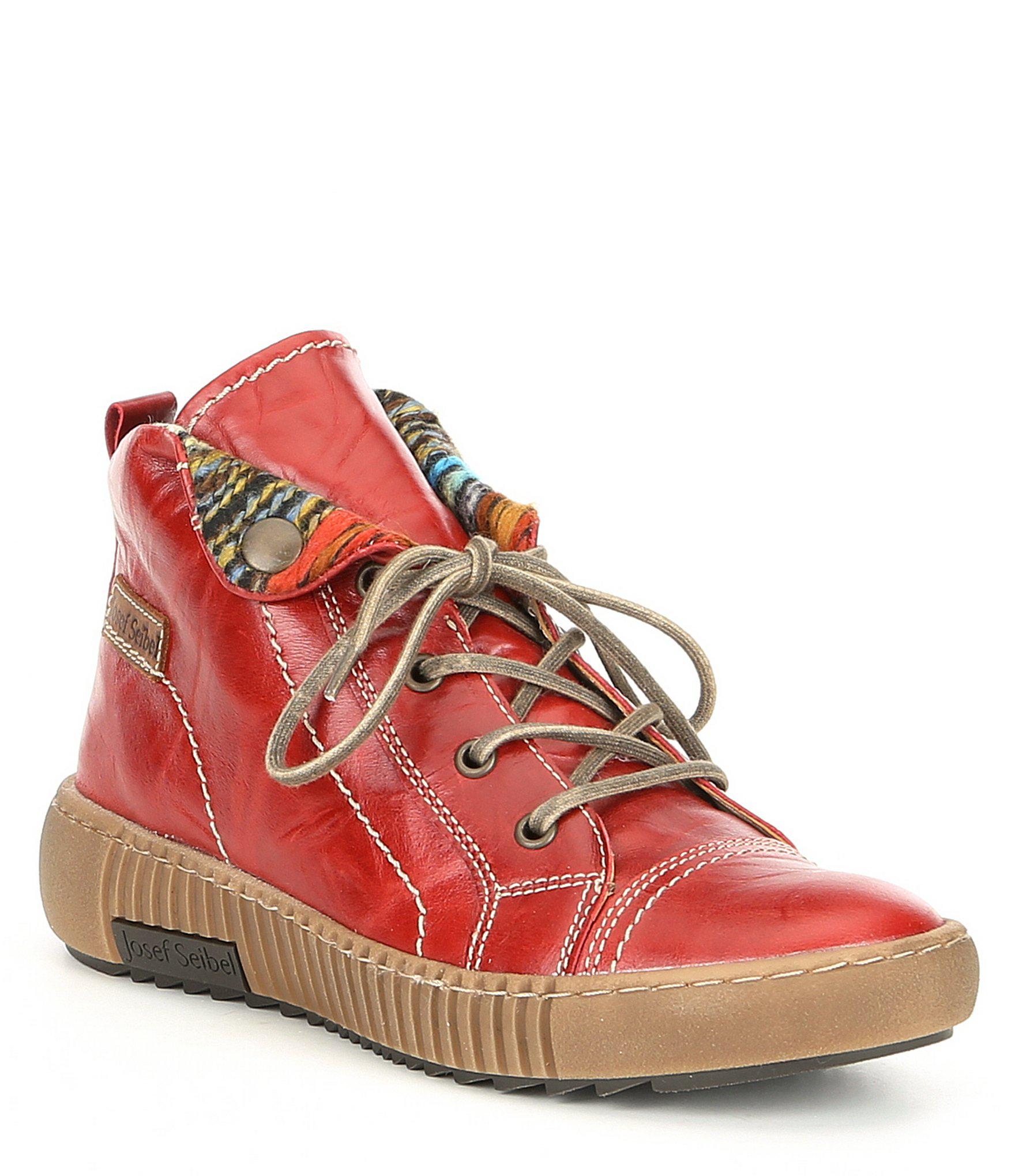 josef seibel red ankle boots