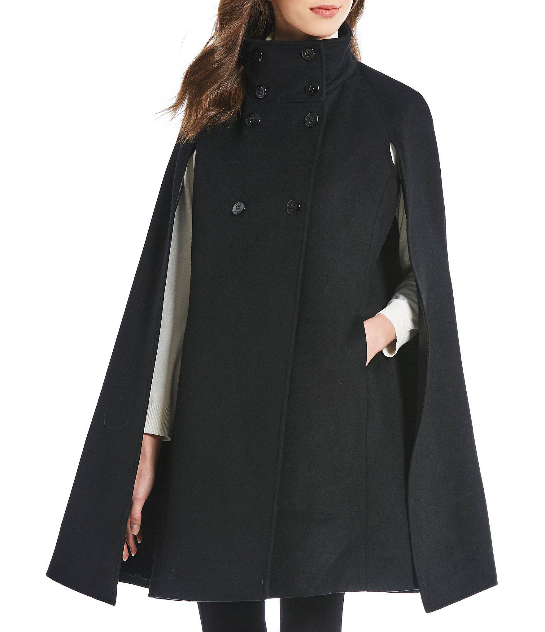 Calvin Klein Double Face Cape Coat in Black - Lyst