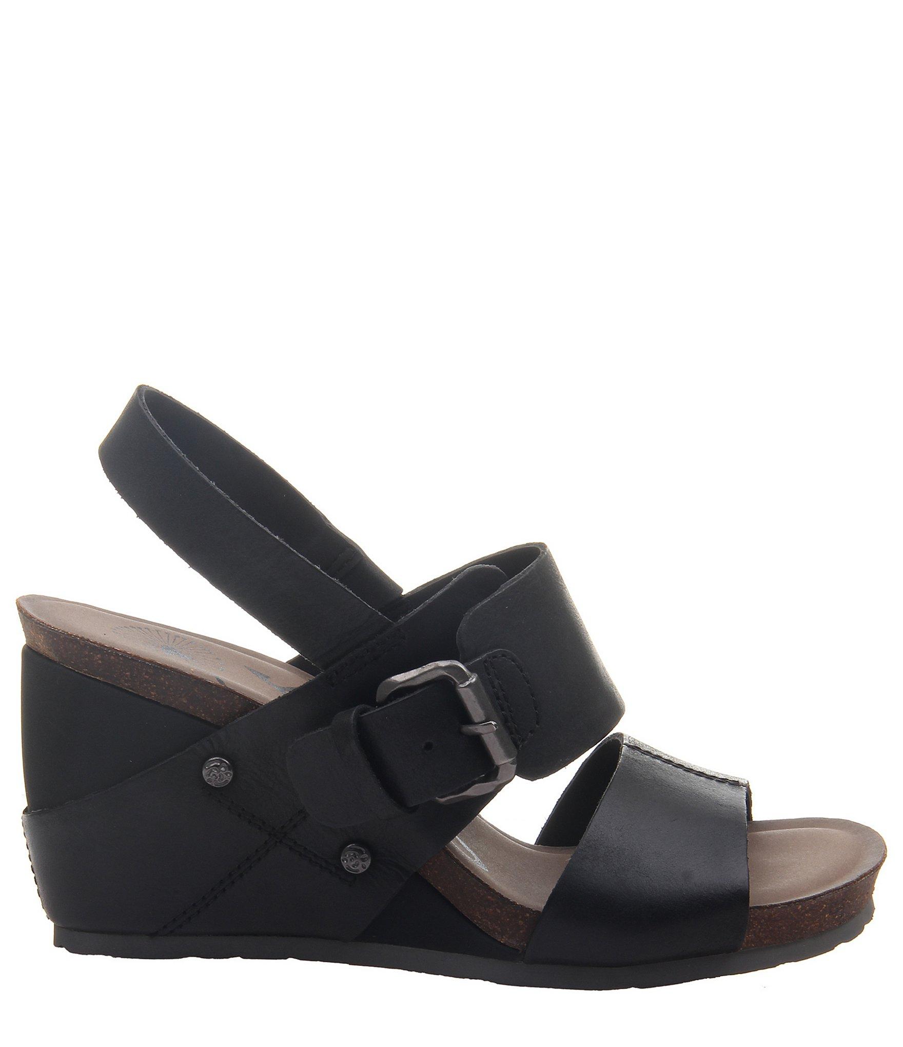 Lyst Otbt Overnight Leather Twoband Wedge Sandals in Black