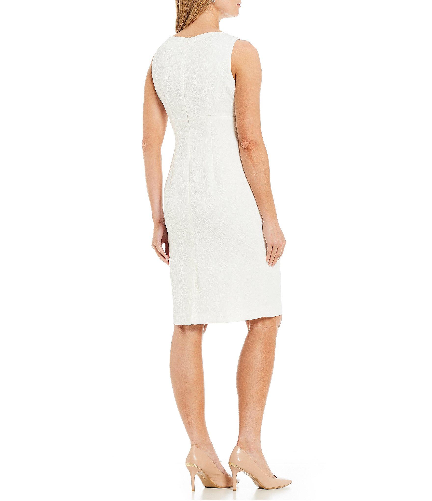 Lyst - Kasper Petite Size Jacquard Sleeveless Sheath Dress in White