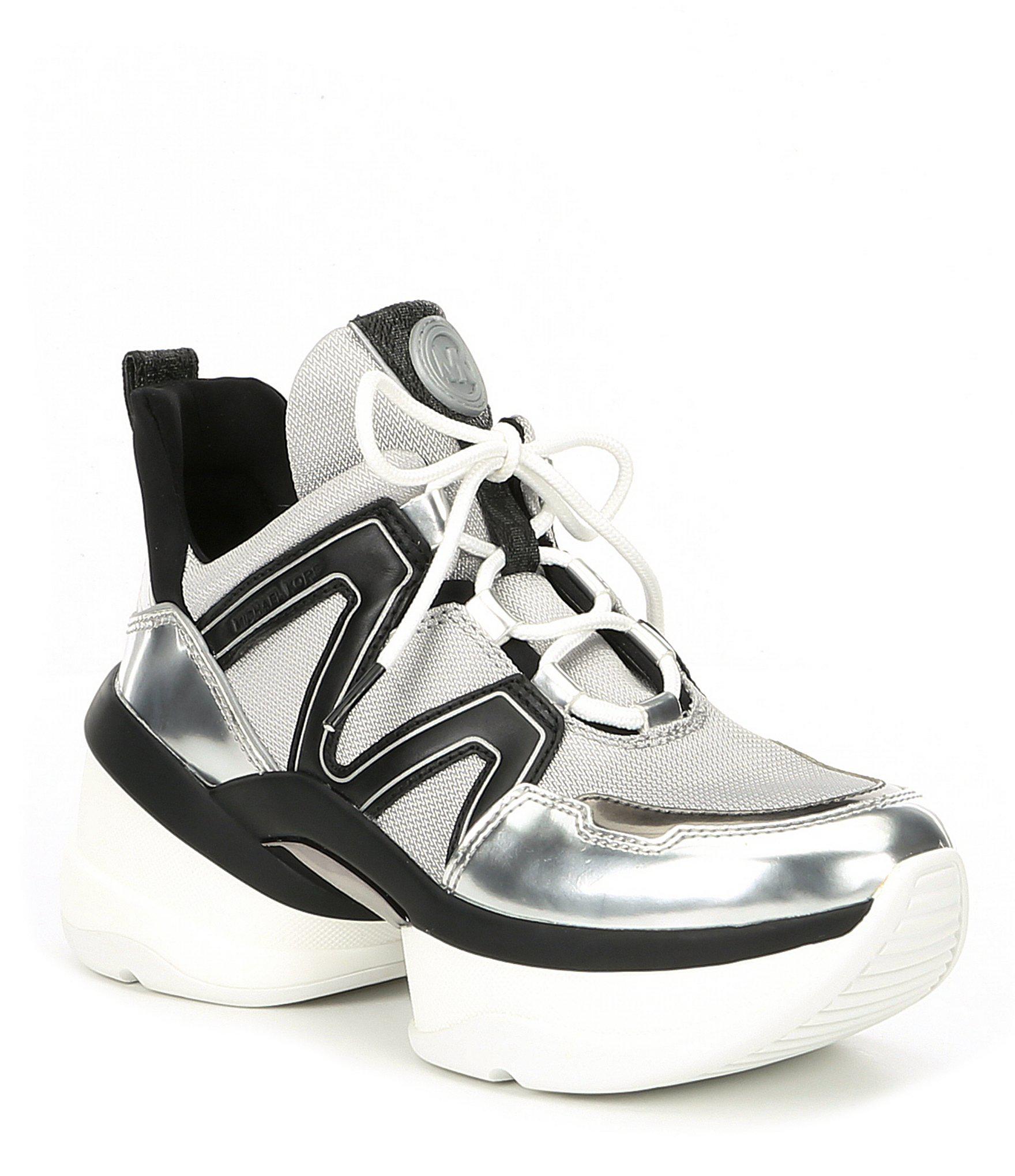 michael michael kors olympia nylon and logo trainer