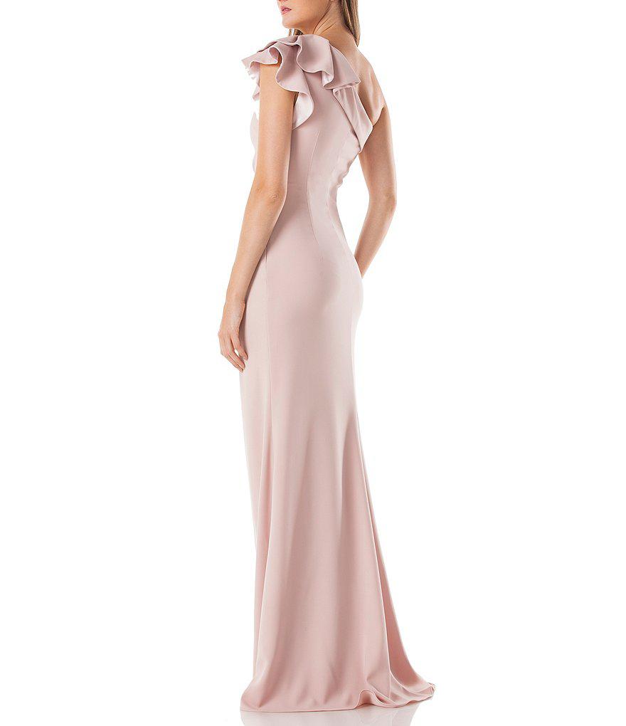 carmen marc valvo infusion cascading ruffle gown