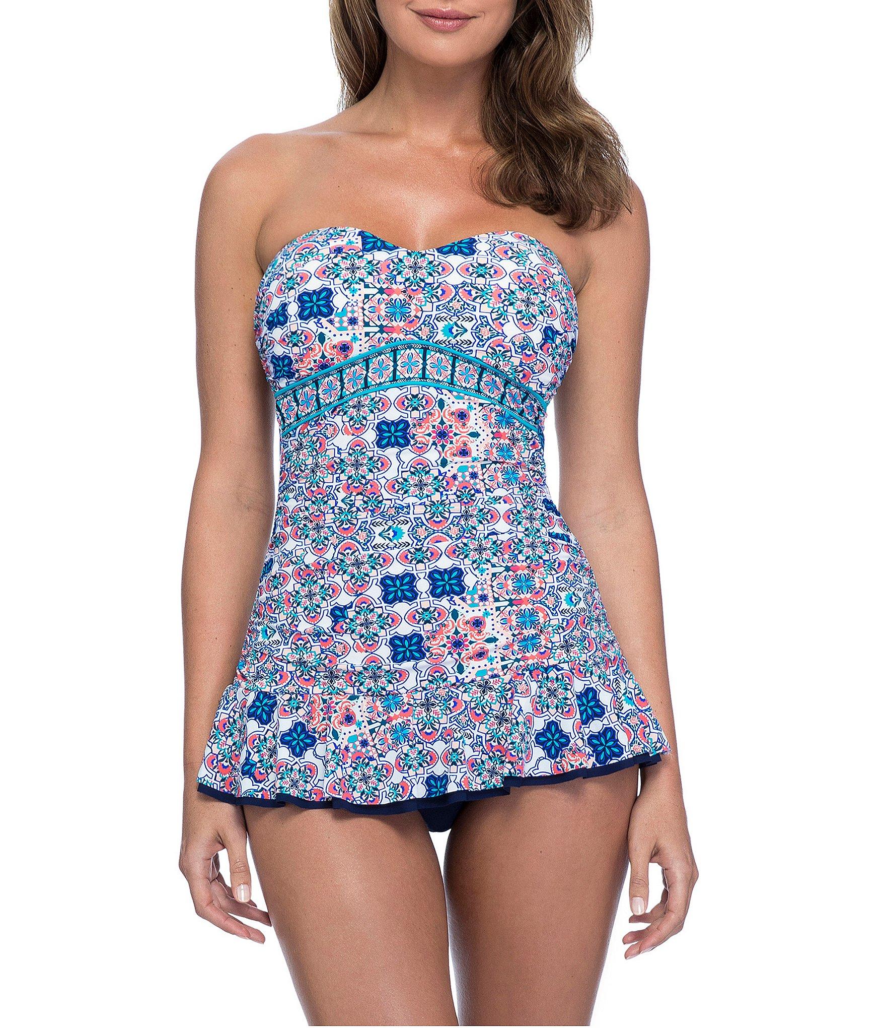 Gottex Tangier Bandeau Medallion Print Swimdress in Blue Lyst